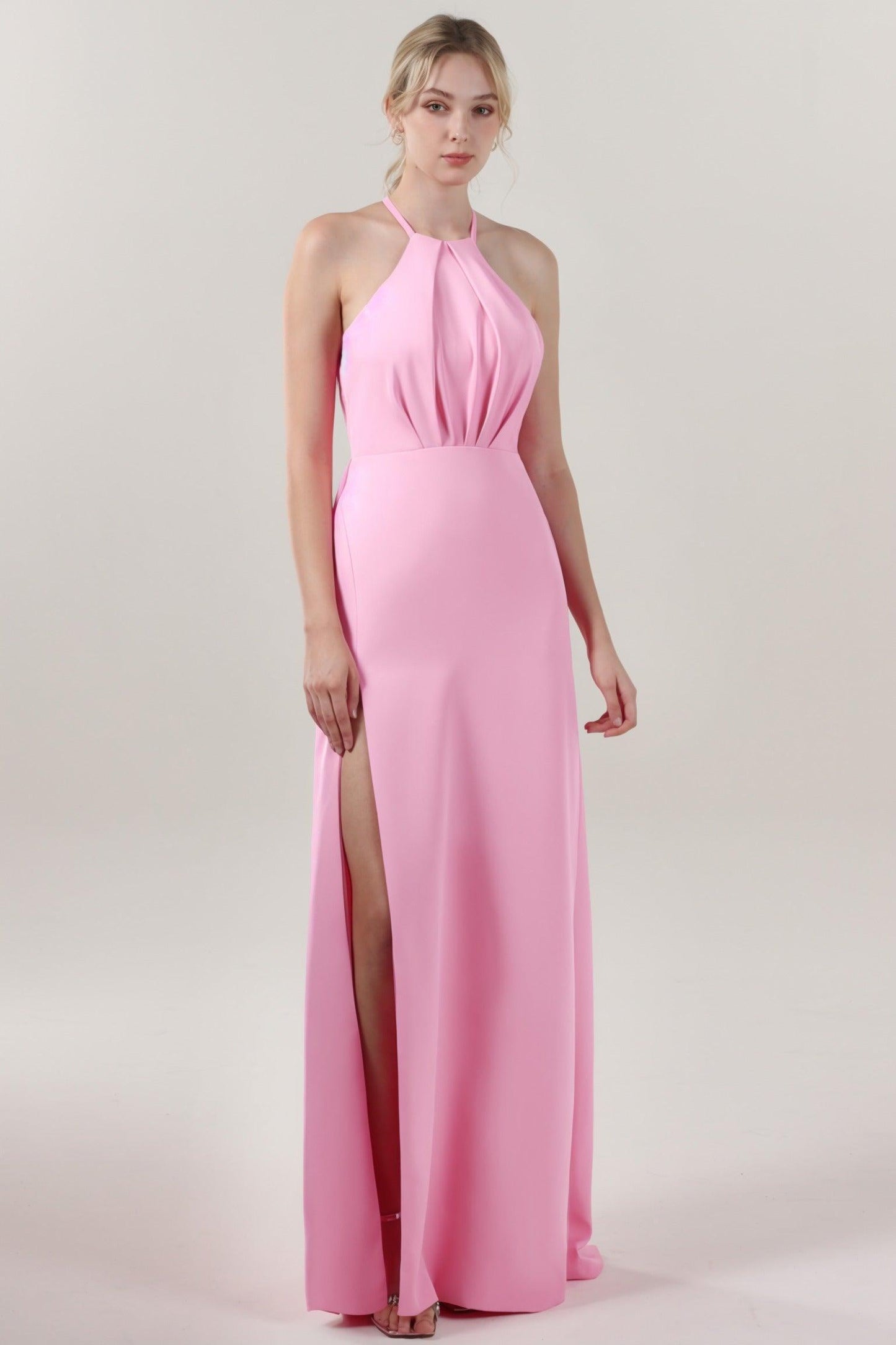 Sheath-Column Maxi Stretch Crepe Bridesmaid Dress CS0597BM - COCOMELODY