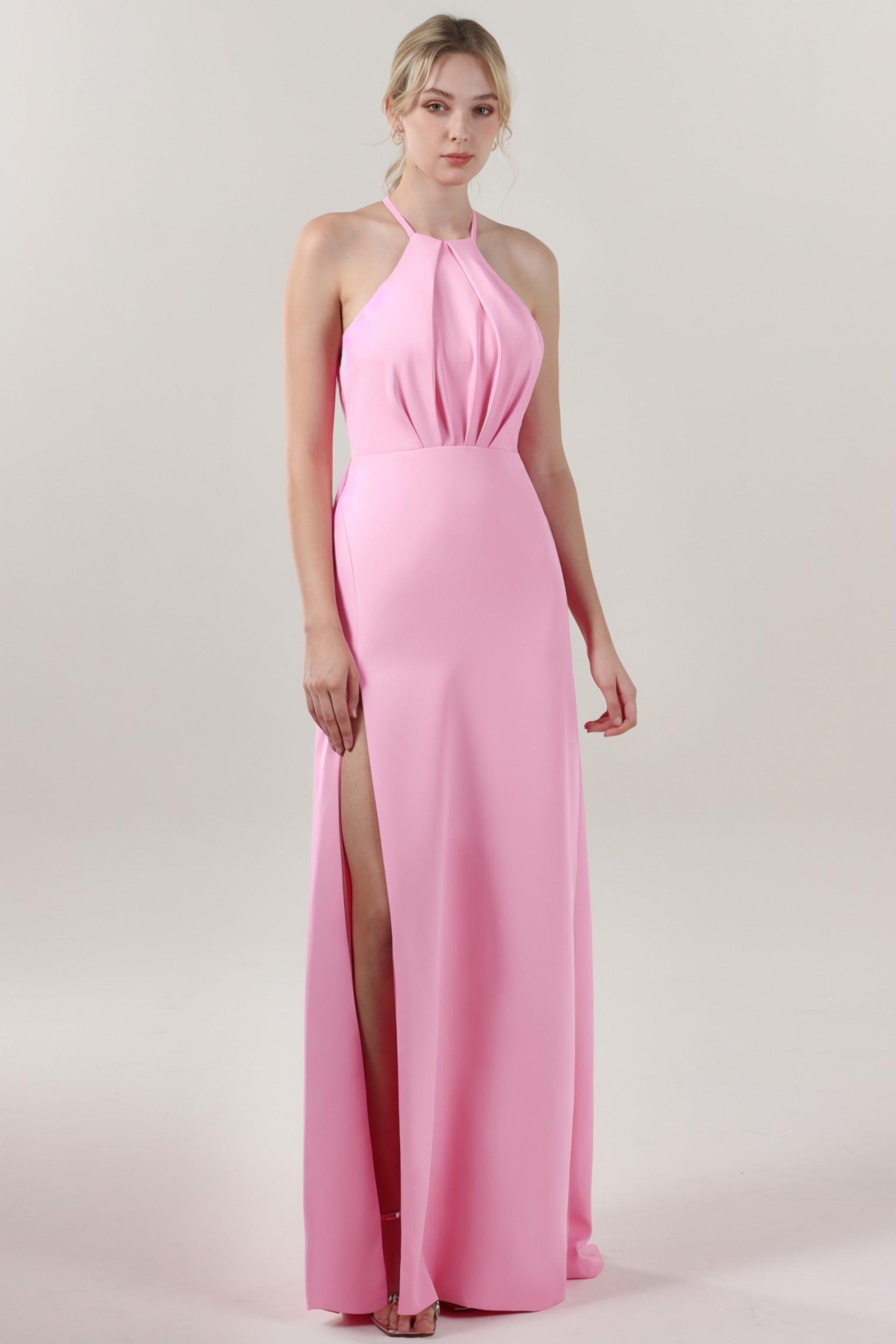 Sheath-Column Maxi Stretch Crepe Bridesmaid Dress CS0597BM - COCOMELODY