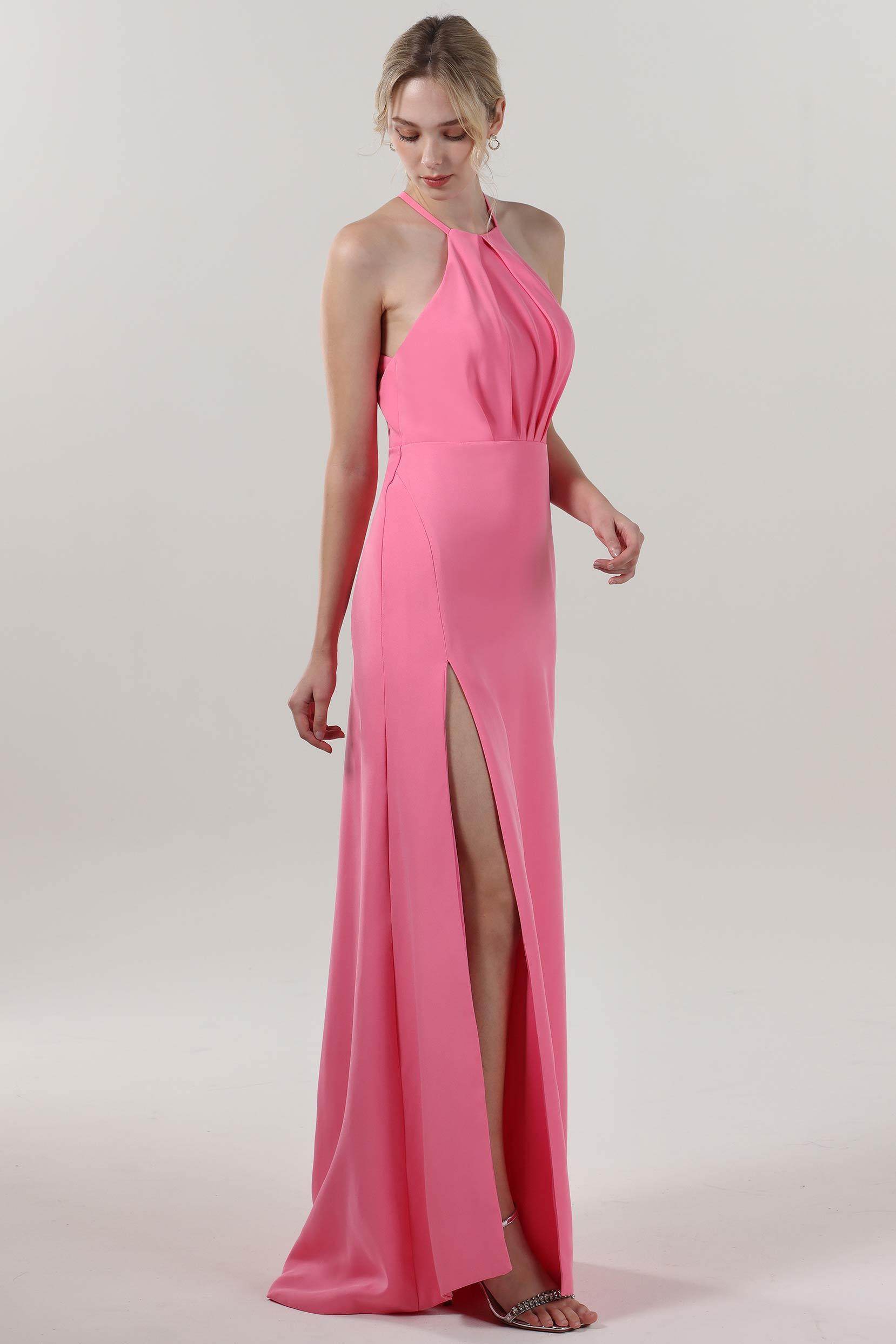 Sheath-Column Maxi Stretch Crepe Bridesmaid Dress COCOMELODY CS0597BM, Sea Pink Sheath-Column Maxi Stretch Crepe Bridesmaid Dress COCOMELODY CS0597BM, Sea Pink