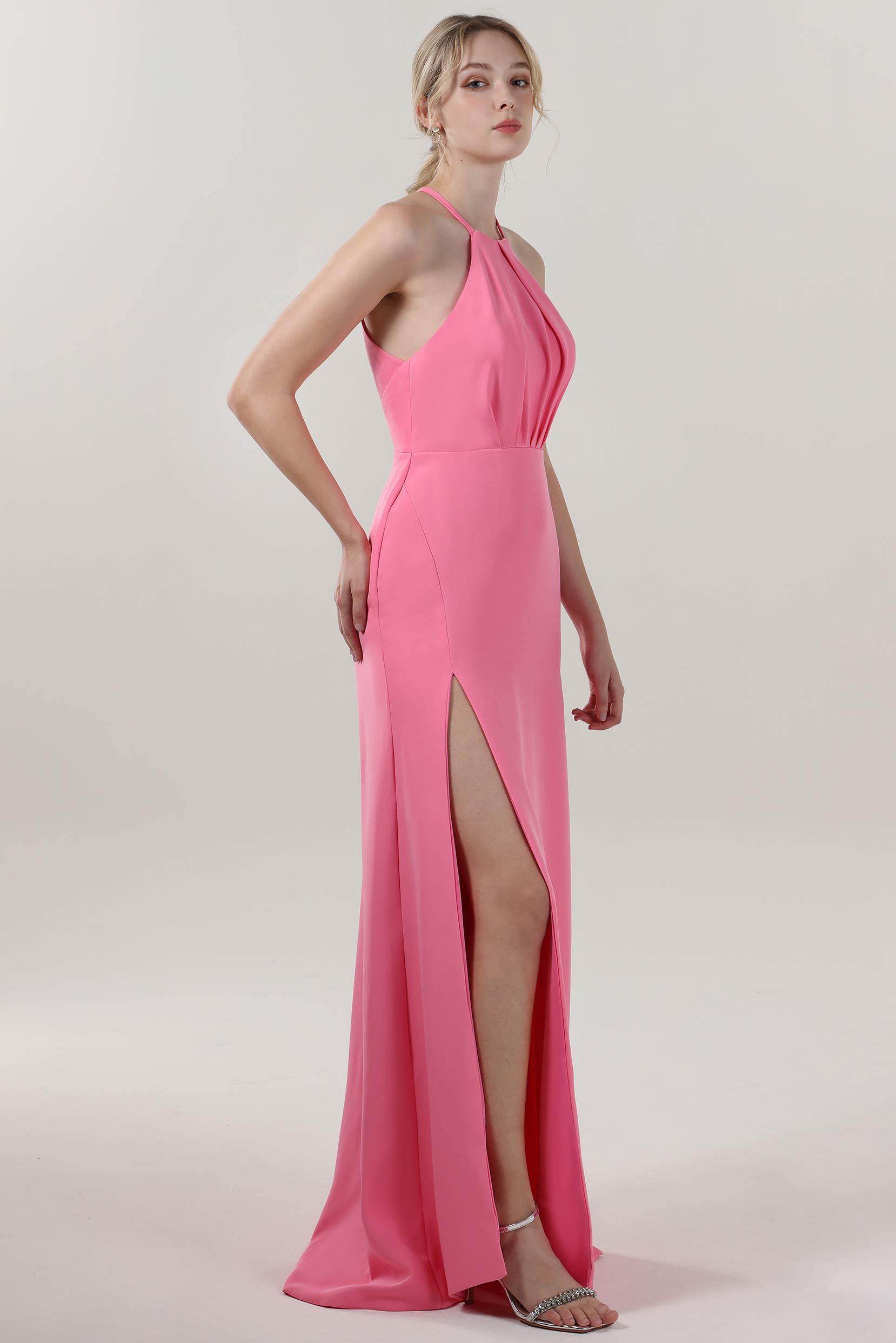 Sheath-Column Maxi Stretch Crepe Bridesmaid Dress COCOMELODY CS0597BM, Sea Pink Sheath-Column Maxi Stretch Crepe Bridesmaid Dress COCOMELODY CS0597BM, Sea Pink
