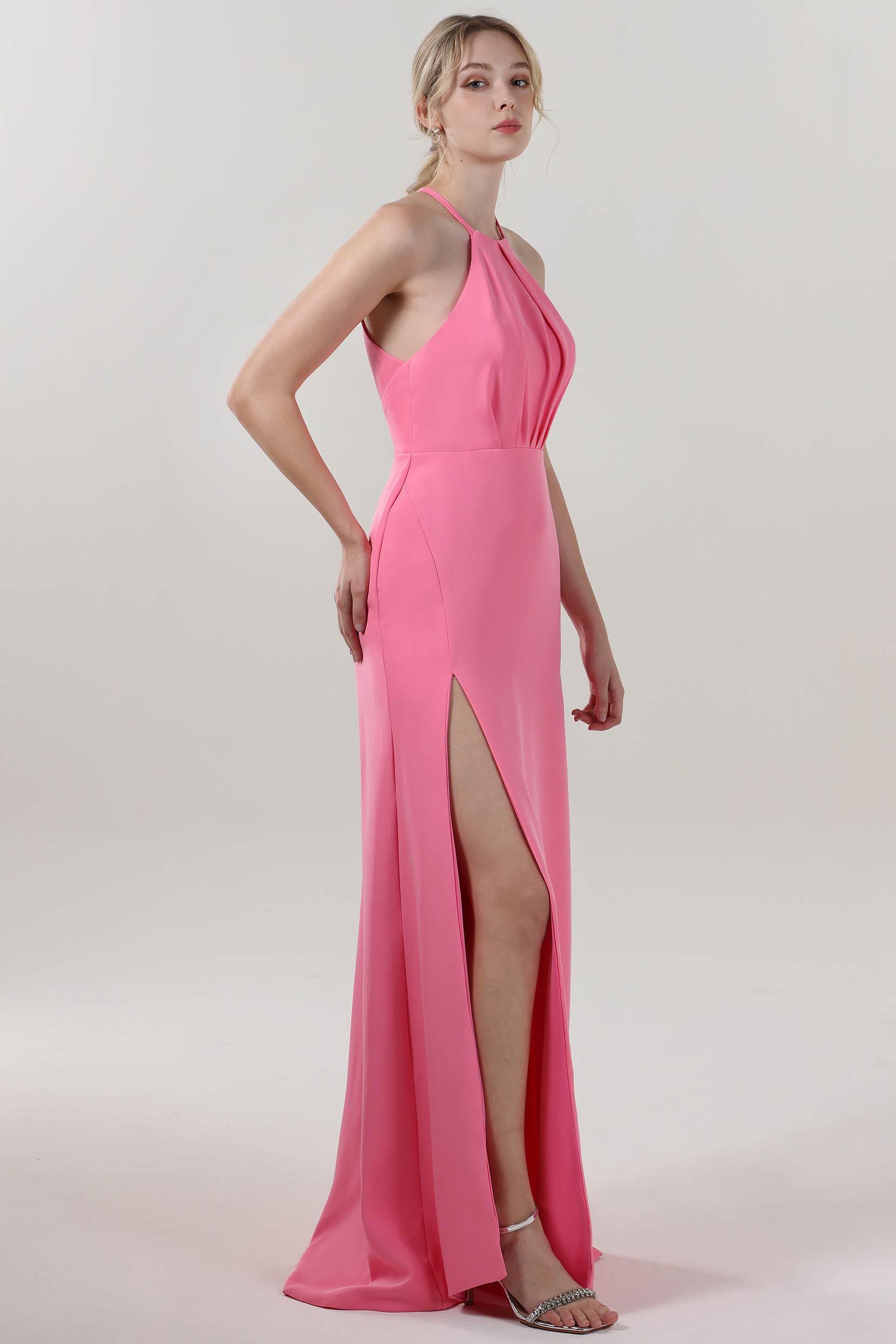 Sheath-Column Maxi Stretch Crepe Bridesmaid Dress CS0597BM - COCOMELODY
