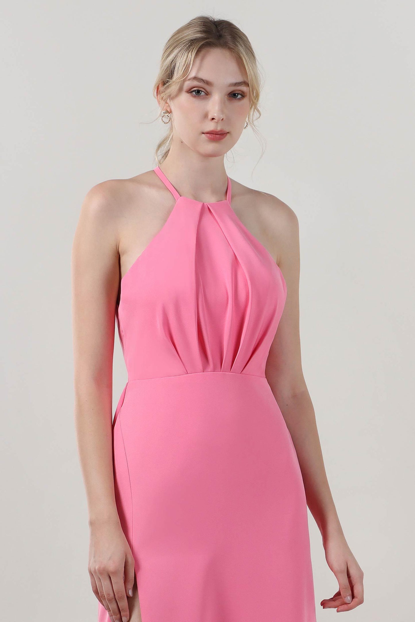 Sheath-Column Maxi Stretch Crepe Bridesmaid Dress CS0597BM - COCOMELODY