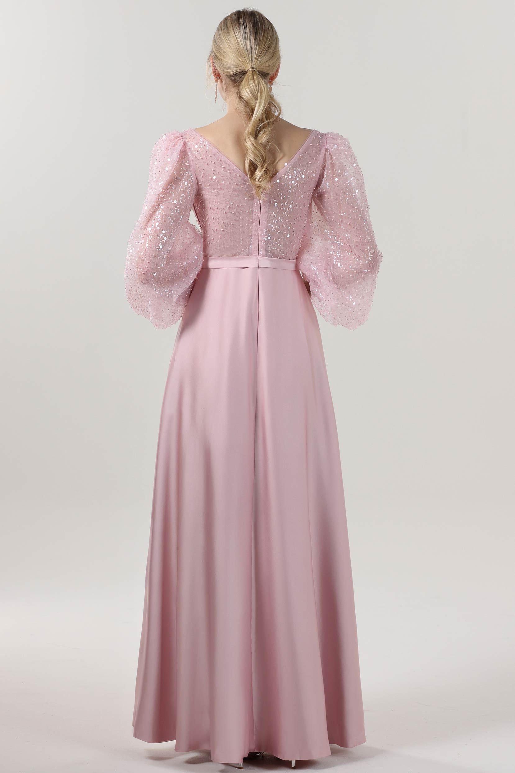 A-Line Maxi Luxe Satin Glitter Formal Dress CS0605 - COCOMELODY