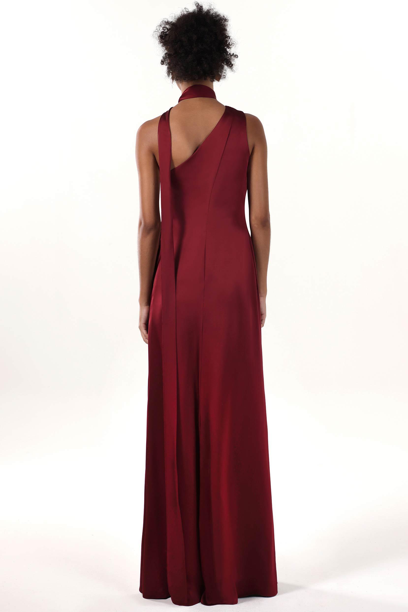 Sheath-Column Maxi Luxe Satin Bridesmaid Dress CS0607BM - COCOMELODY
