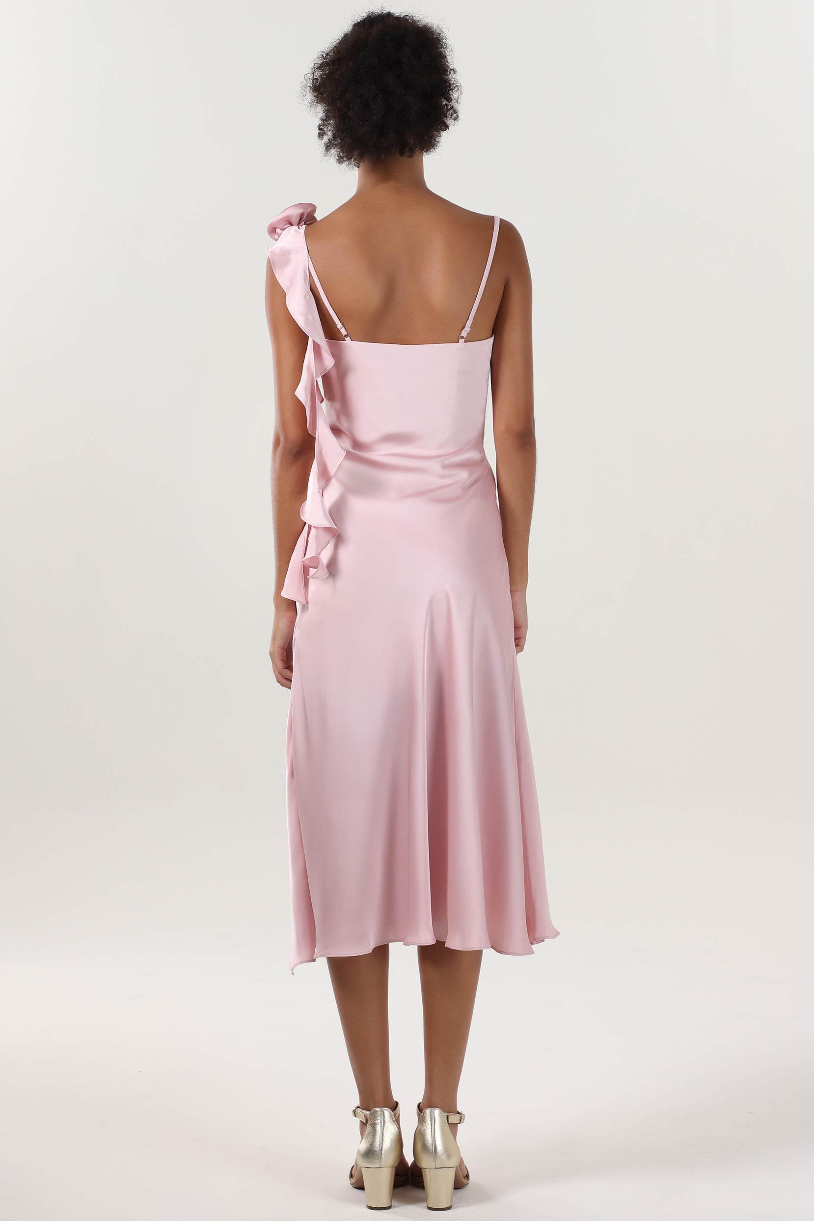 Sheath-Column Midi Luxe Satin Bridesmaid Dress CS0613BM - COCOMELODY