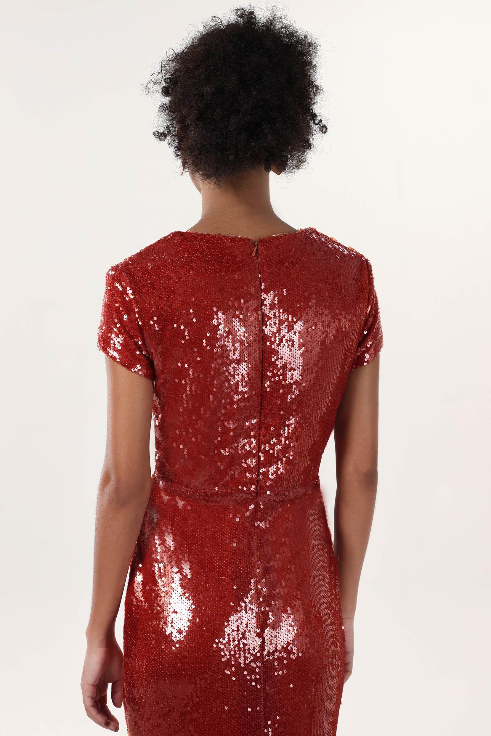 Sheath-Column Sweep-Brush Train Sequined Formal Dress CS0618 - COCOMELODY