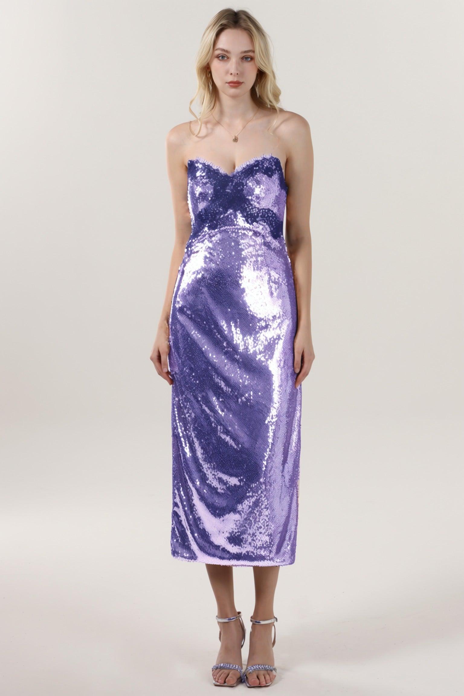 Sheath-Column Midi Sequined Formal Dress CS0623 - COCOMELODY