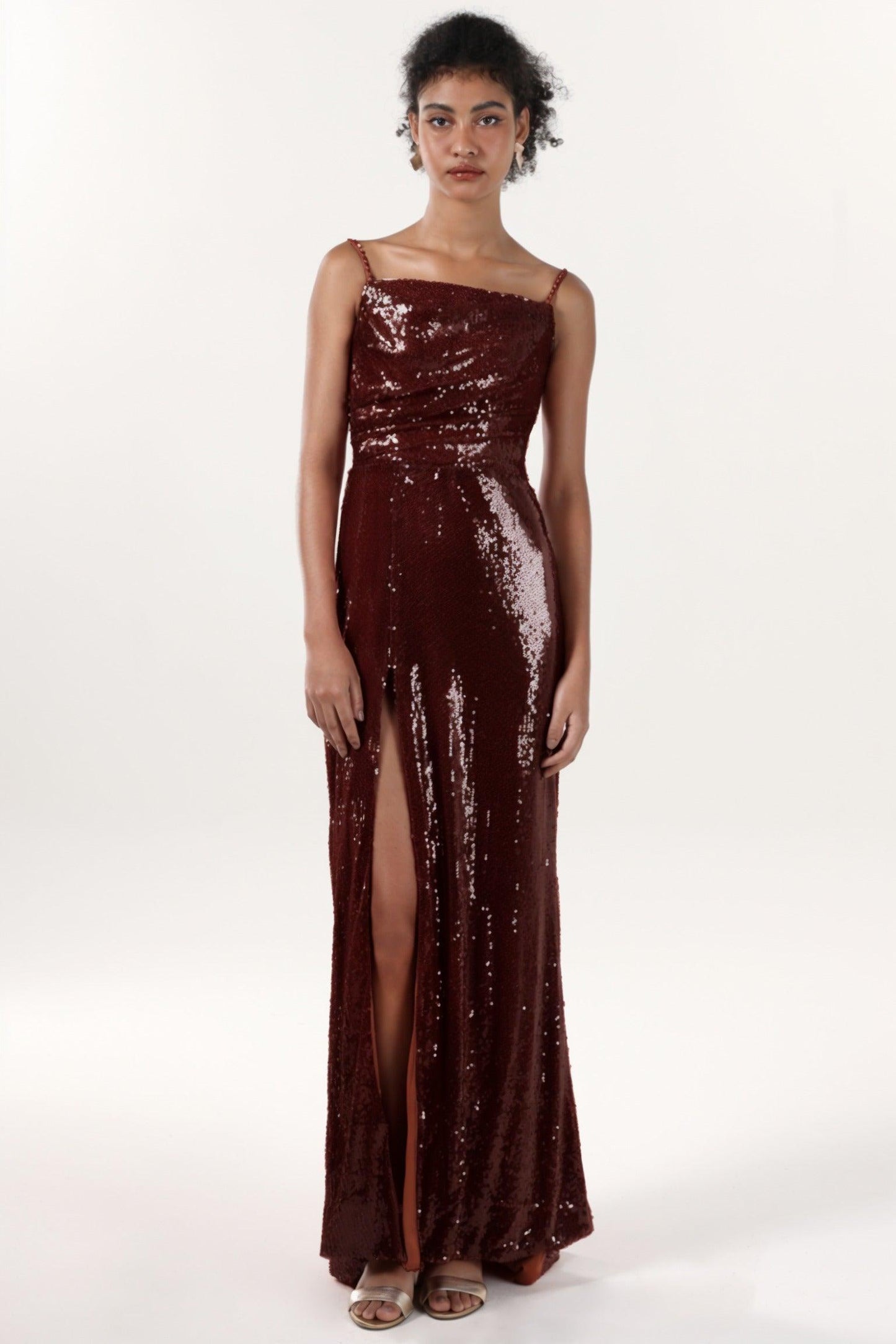 Sheath-Column Sweep-Brush Train Sequined Formal Dress CS0624 - COCOMELODY