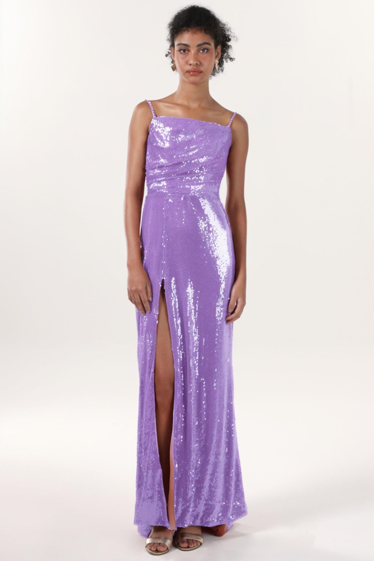 Sheath-Column Sweep-Brush Train Sequined Formal Dress CS0624 - COCOMELODY