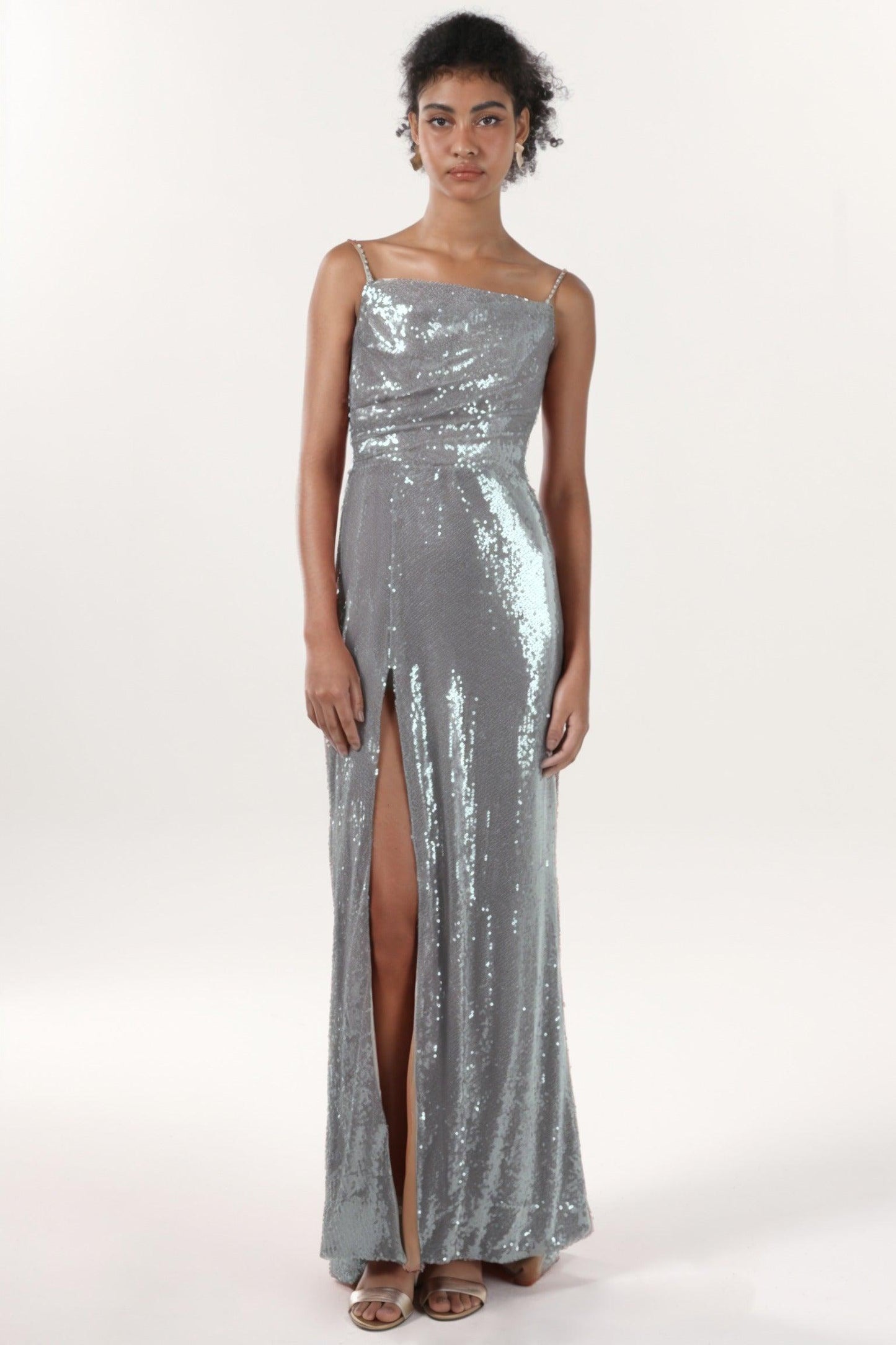 Sheath-Column Sweep-Brush Train Sequined Formal Dress CS0624 - COCOMELODY