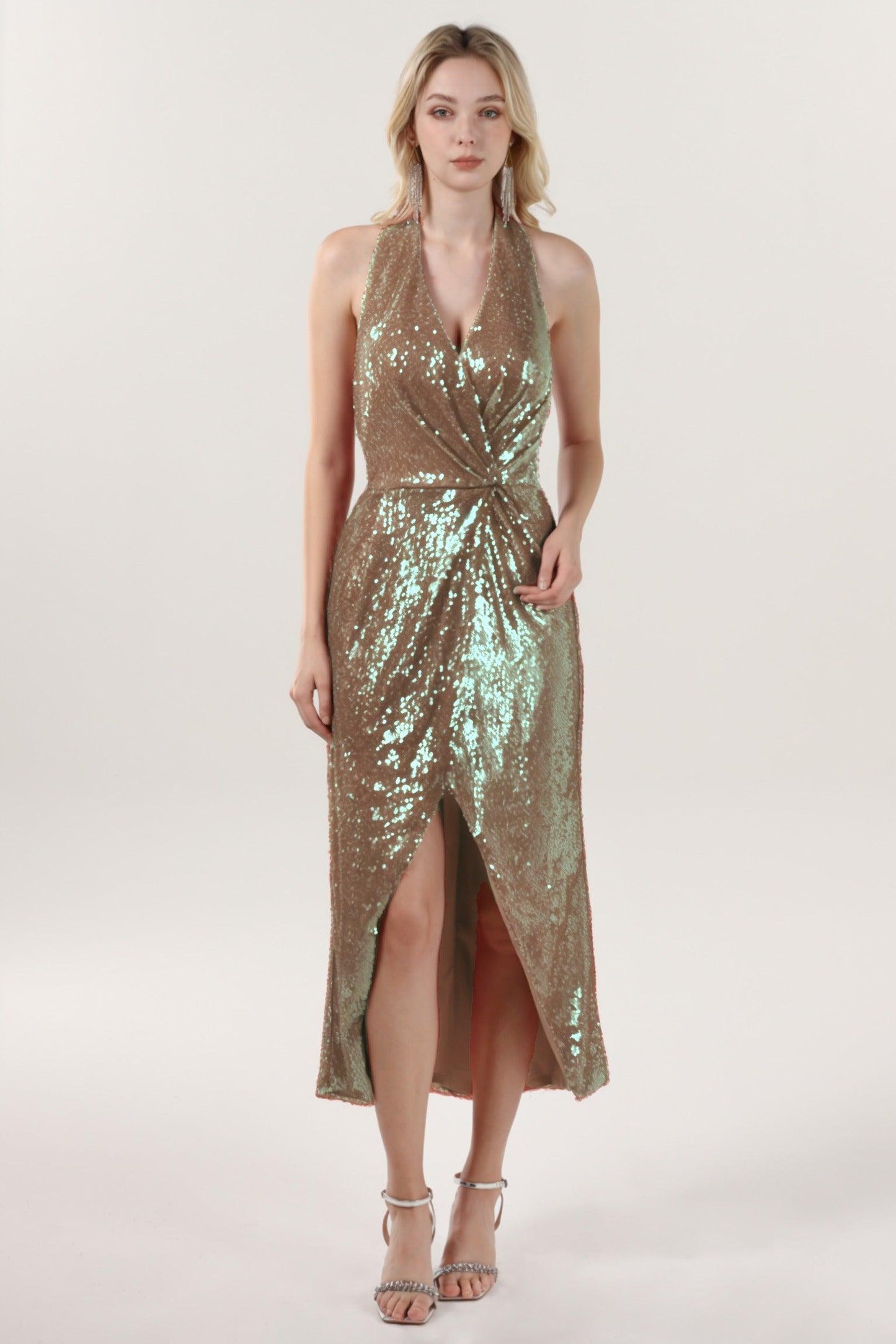 Sheath-Column Midi Sequined Formal Dress CS0625