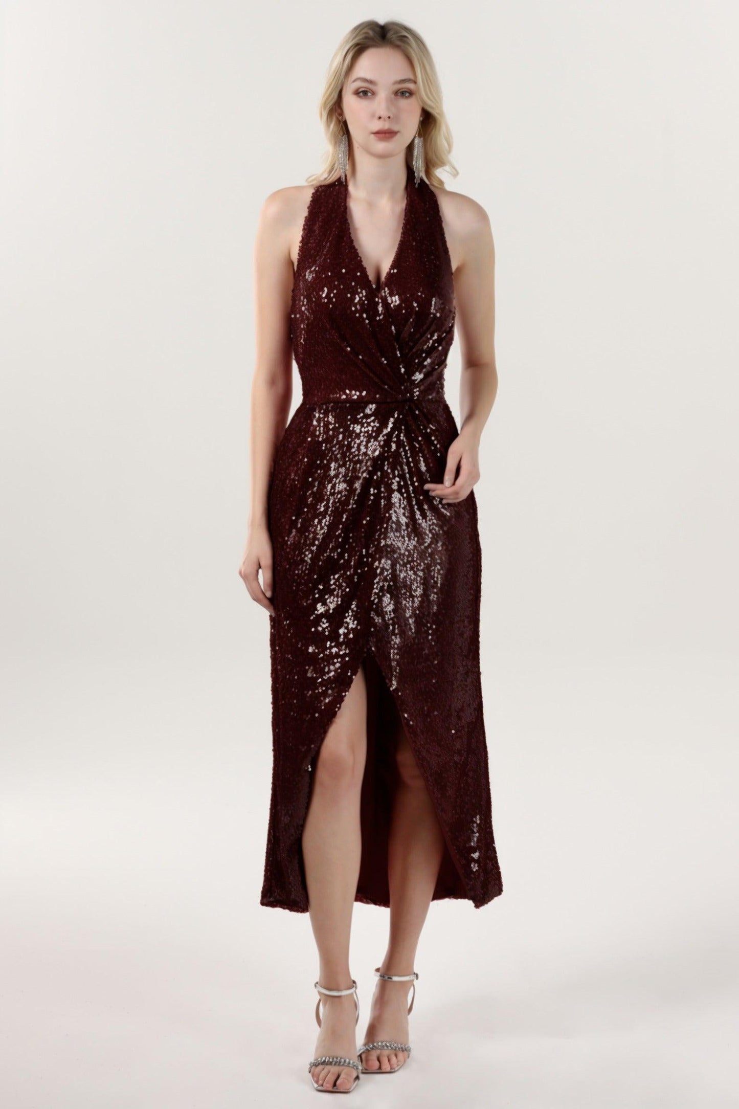 Sheath-Column Midi Sequined Formal Dress CS0625