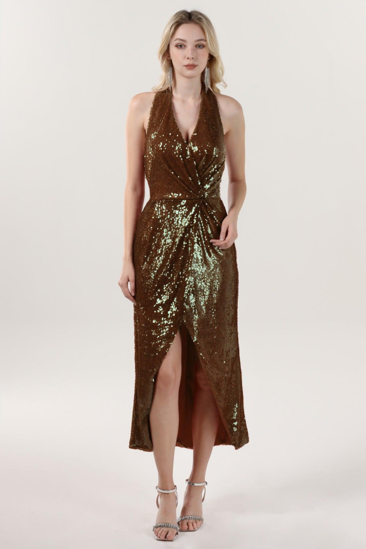 Sheath-Column Midi Sequined Formal Dress CS0625