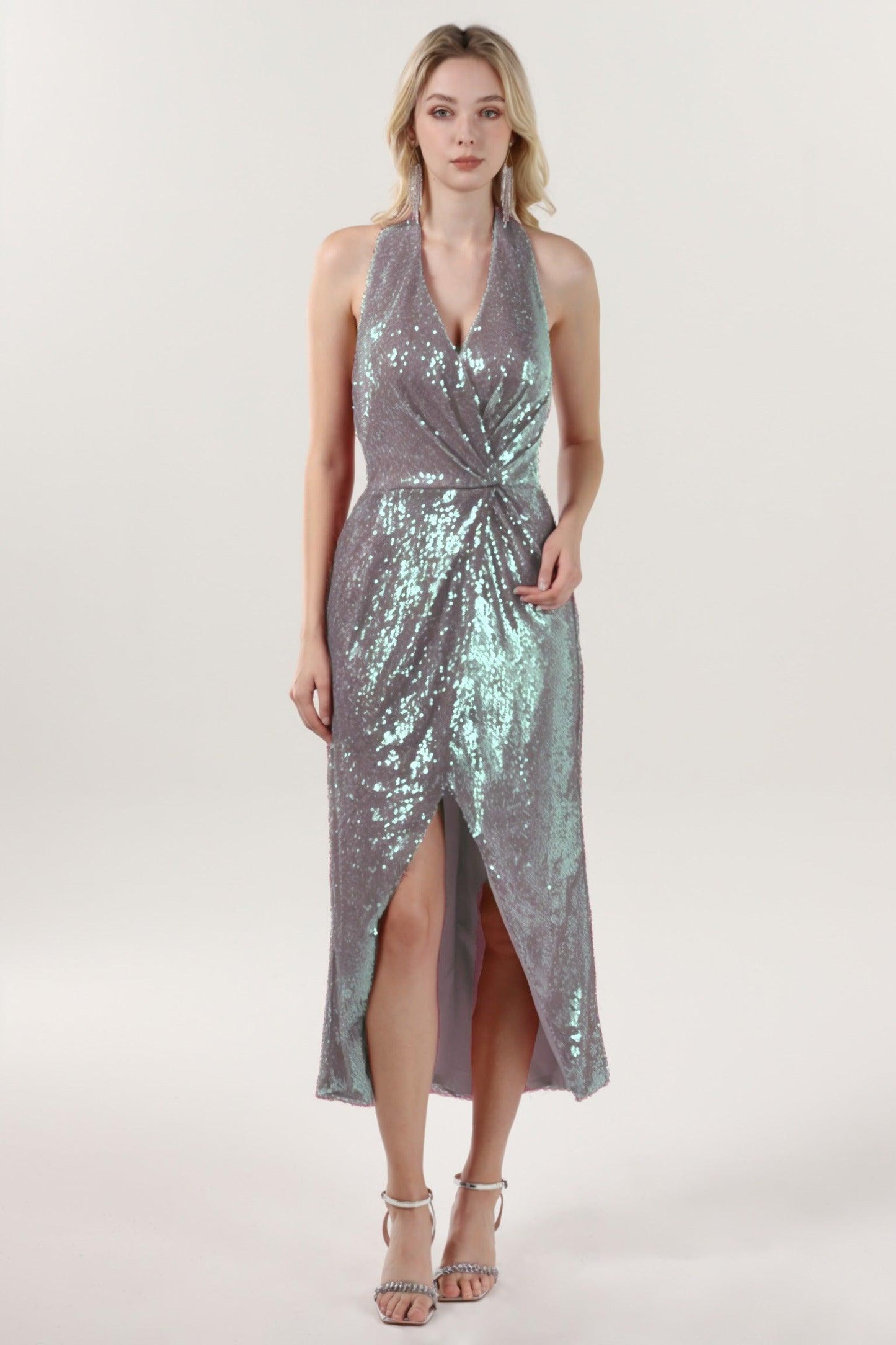 Sheath-Column Midi Sequined Formal Dress CS0625