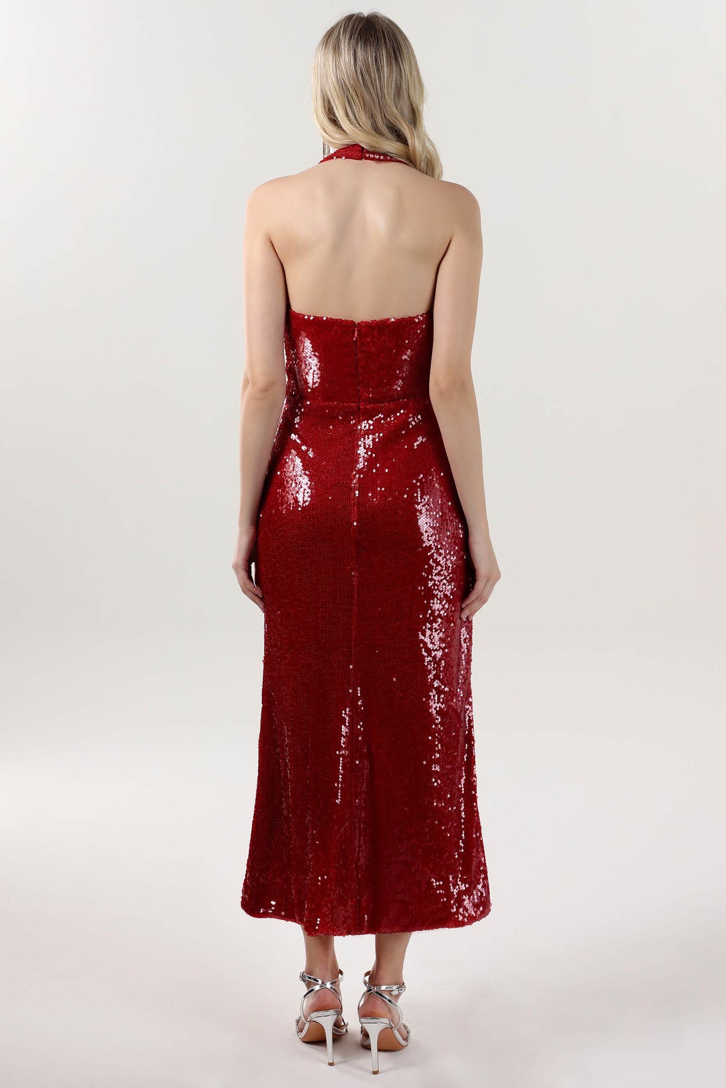 Sheath-Column Midi Sequined Formal Dress CS0625