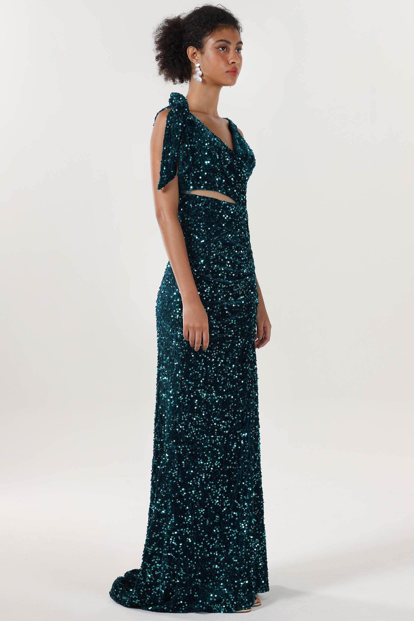 Sheath-Column Sweep-Brush Train Velvet Sequin Bridesmaid Dress COCOMELODY CS0633BM, Lavender Sheath-Column Sweep-Brush Train Velvet Sequin Bridesmaid Dress COCOMELODY CS0633BM, Lavender