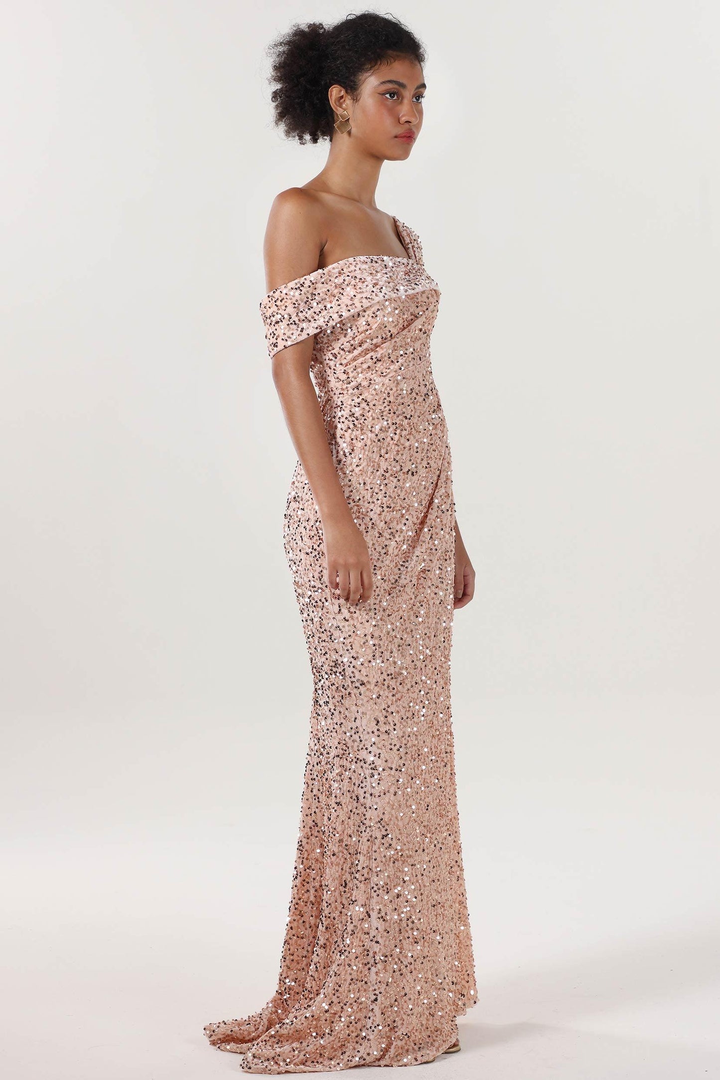 Sheath-Column Sweep-Brush Train Velvet Sequin Bridesmaid Dress CS0635BM - COCOMELODY