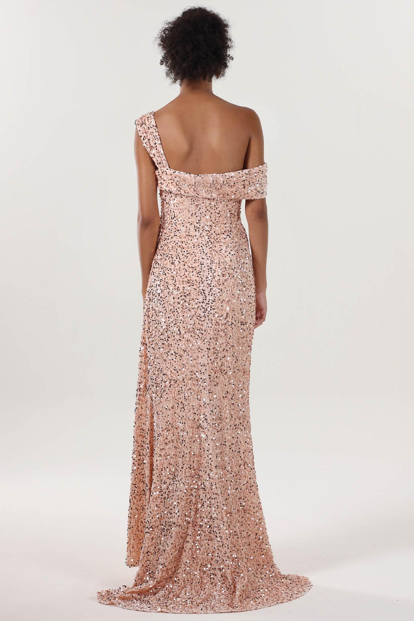 Sheath-Column Sweep-Brush Train Velvet Sequin Bridesmaid Dress CS0635BM - COCOMELODY