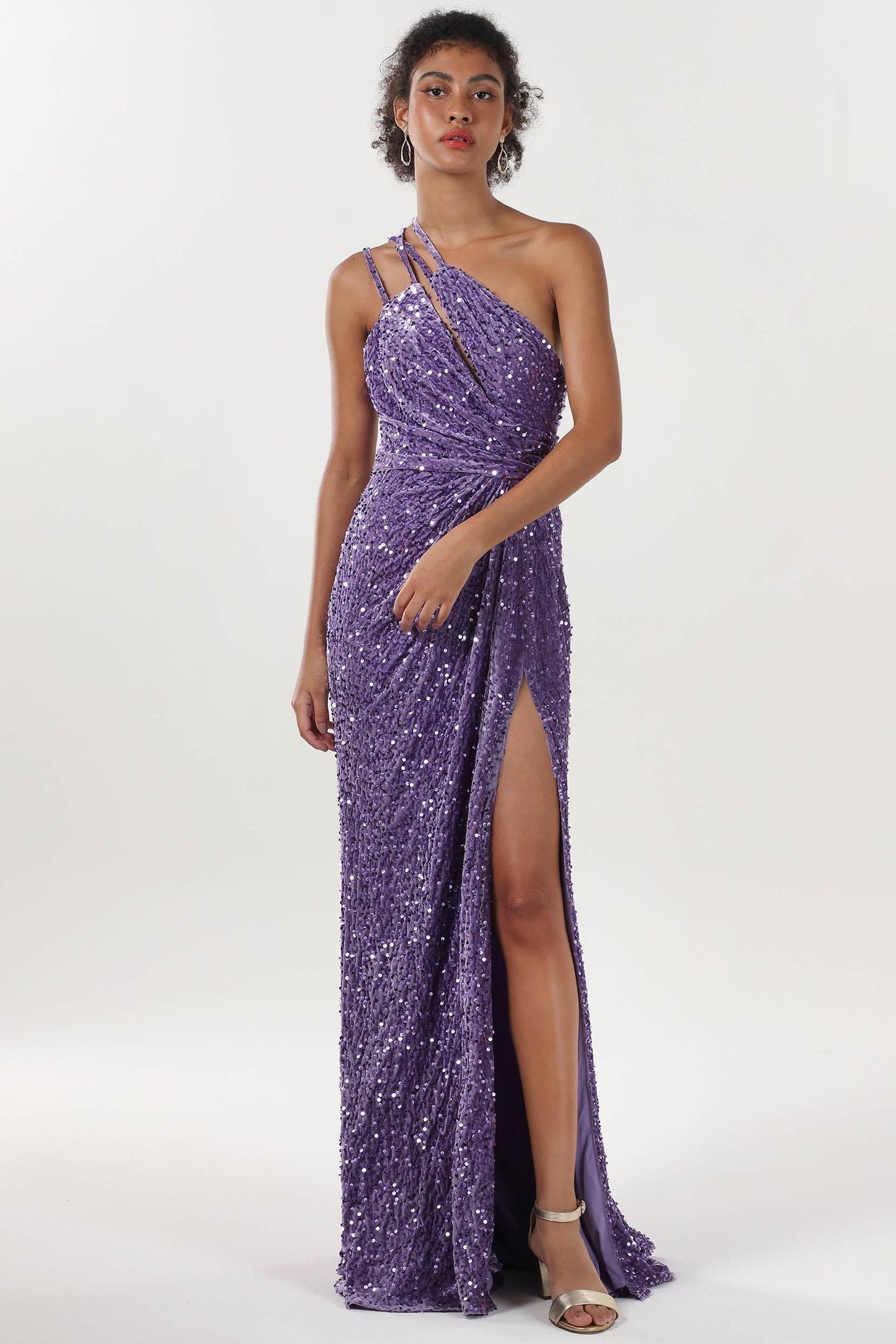 Sheath-Column Sweep-Brush Train Velvet Sequin Formal Dress CS0638 - COCOMELODY