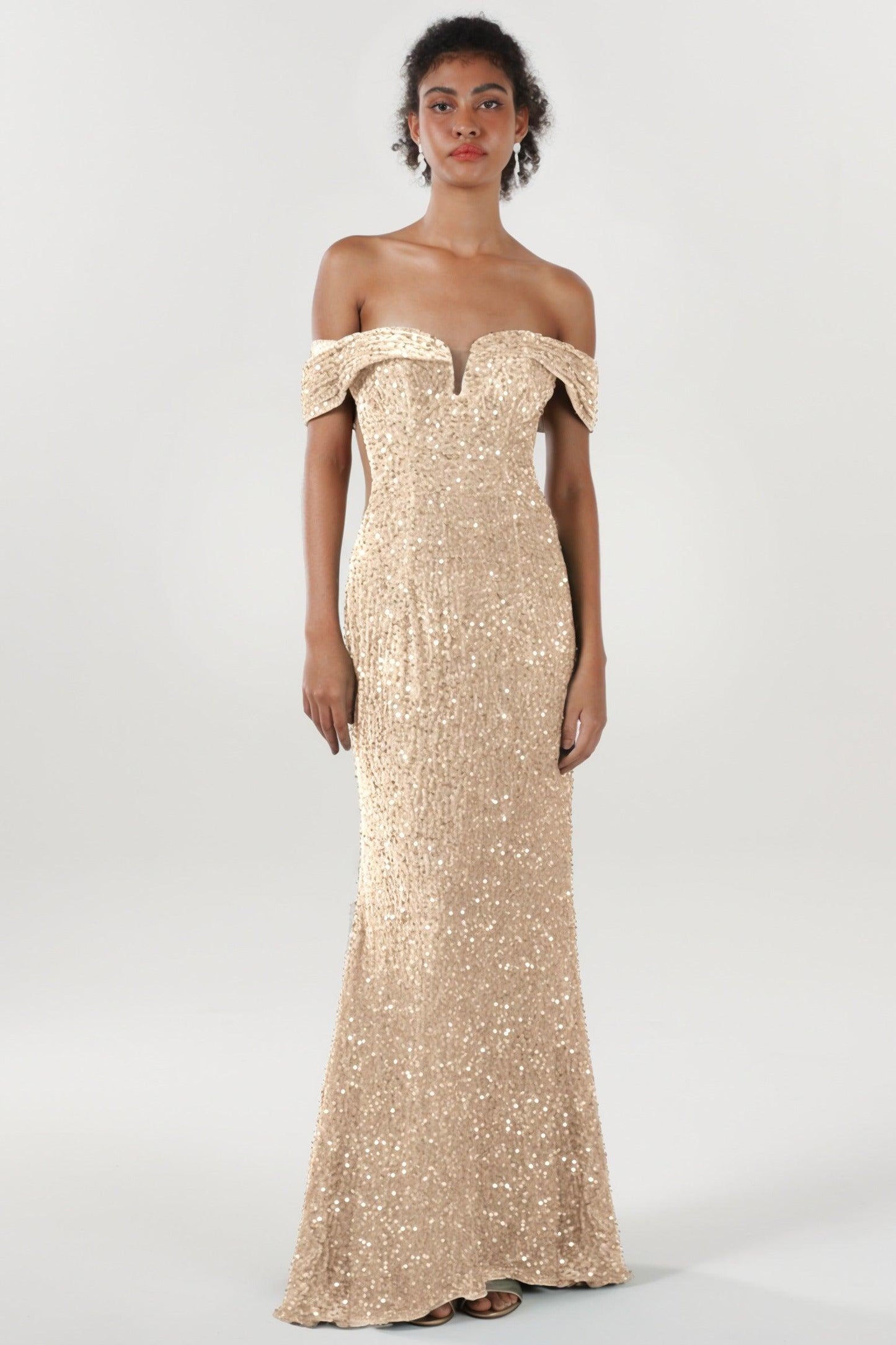 Trumpet-Mermaid Sweep-Brush Train Velvet Sequin Formal Dress CS0640 - COCOMELODY