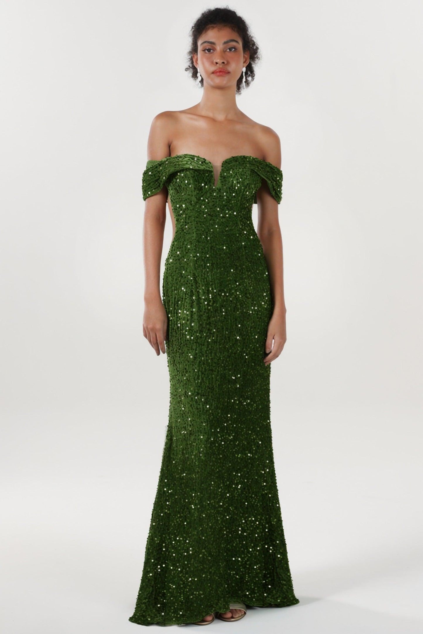 Trumpet-Mermaid Sweep-Brush Train Velvet Sequin Formal Dress CS0640 - COCOMELODY