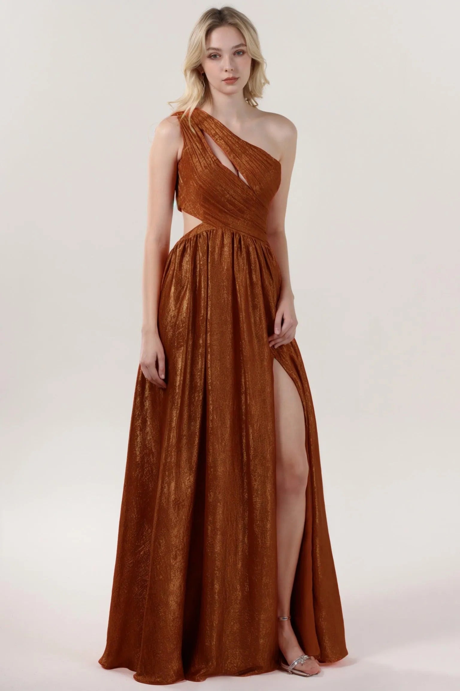 A-Line Maxi Metallic Formal Dress CS0642 - COCOMELODY