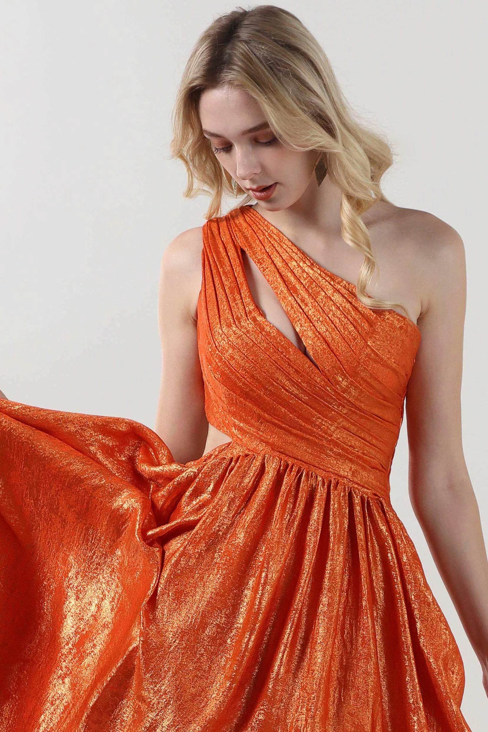 Cocmelody Orange Prom Dress Metallic Formal Dress CS0642, Grey Cocmelody Orange Prom Dress Metallic Formal Dress CS0642, Grey