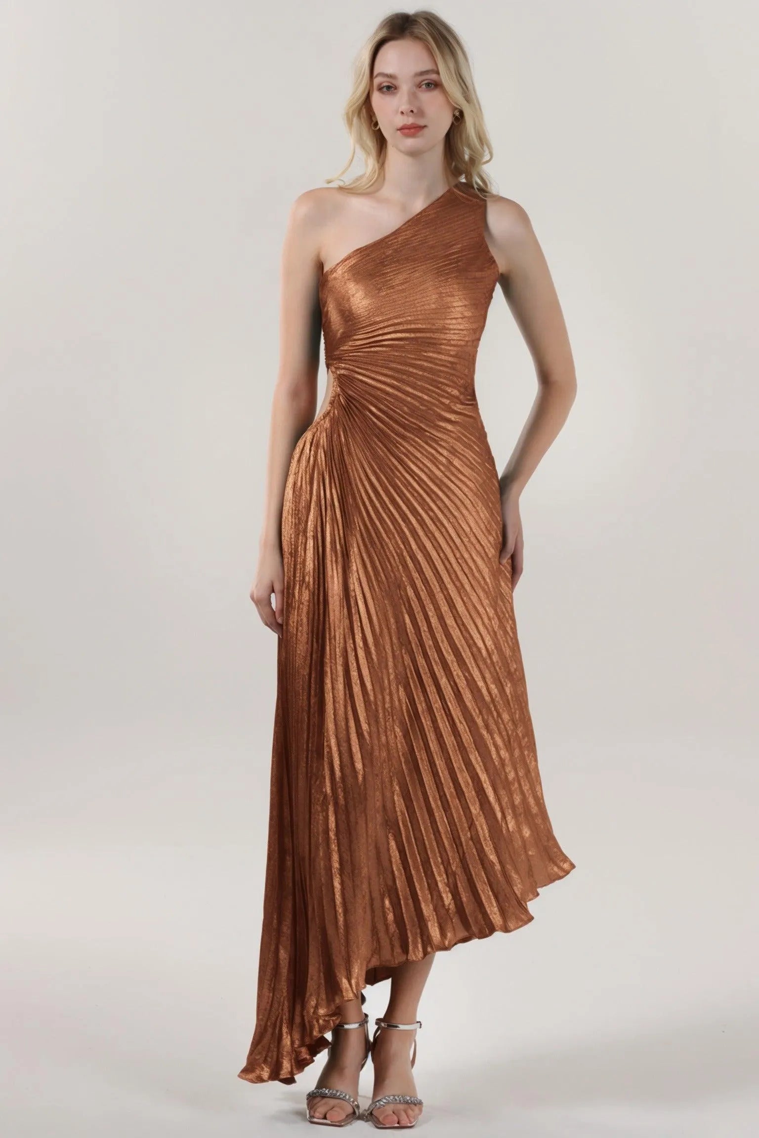 Sheath-Column Midi Metallic Formal Dress CS0644 - COCOMELODY