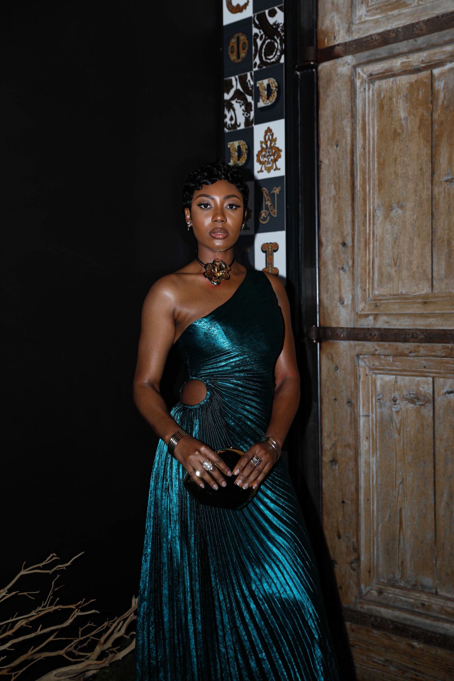 Sheath-Column Midi Metallic Formal Dress CS0644