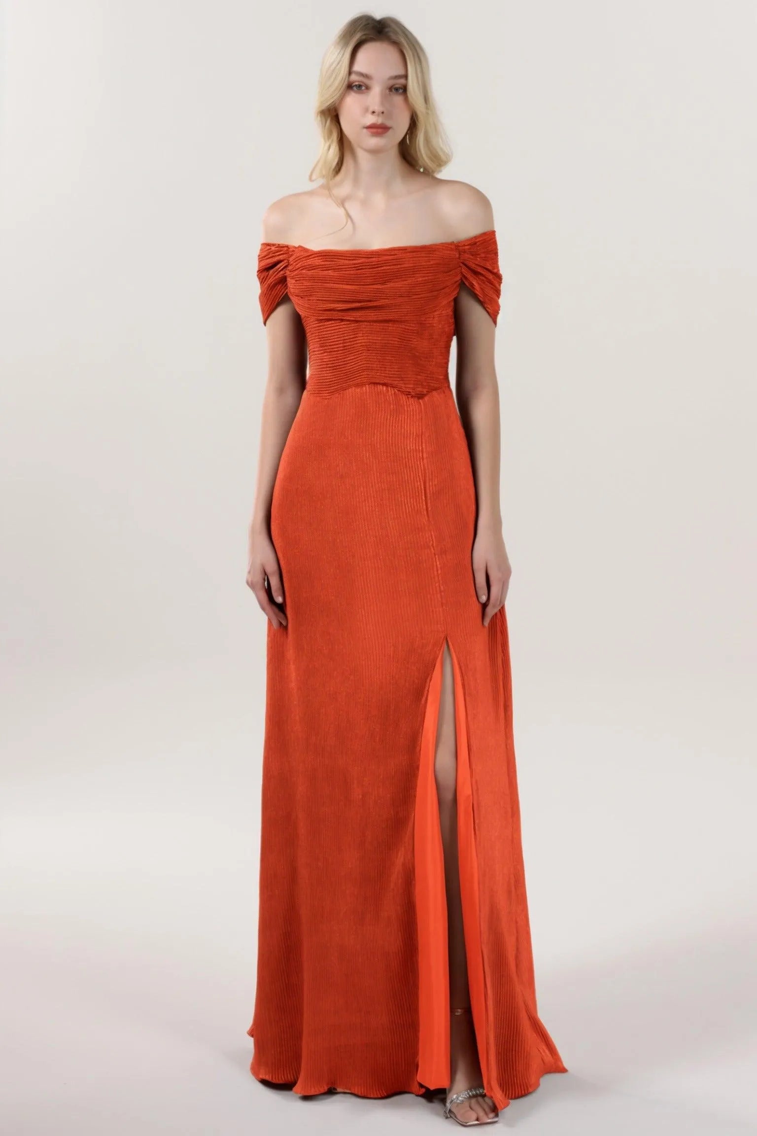 Sheath-Column Maxi Metallic Formal Dress CS0645 - COCOMELODY