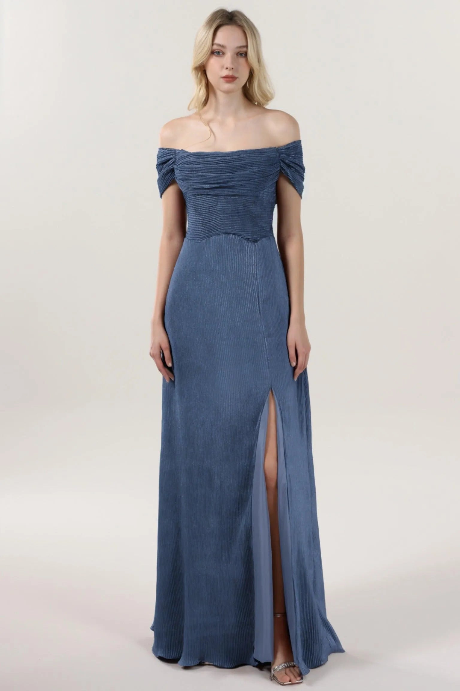 Sheath-Column Maxi Metallic Formal Dress CS0645 - COCOMELODY