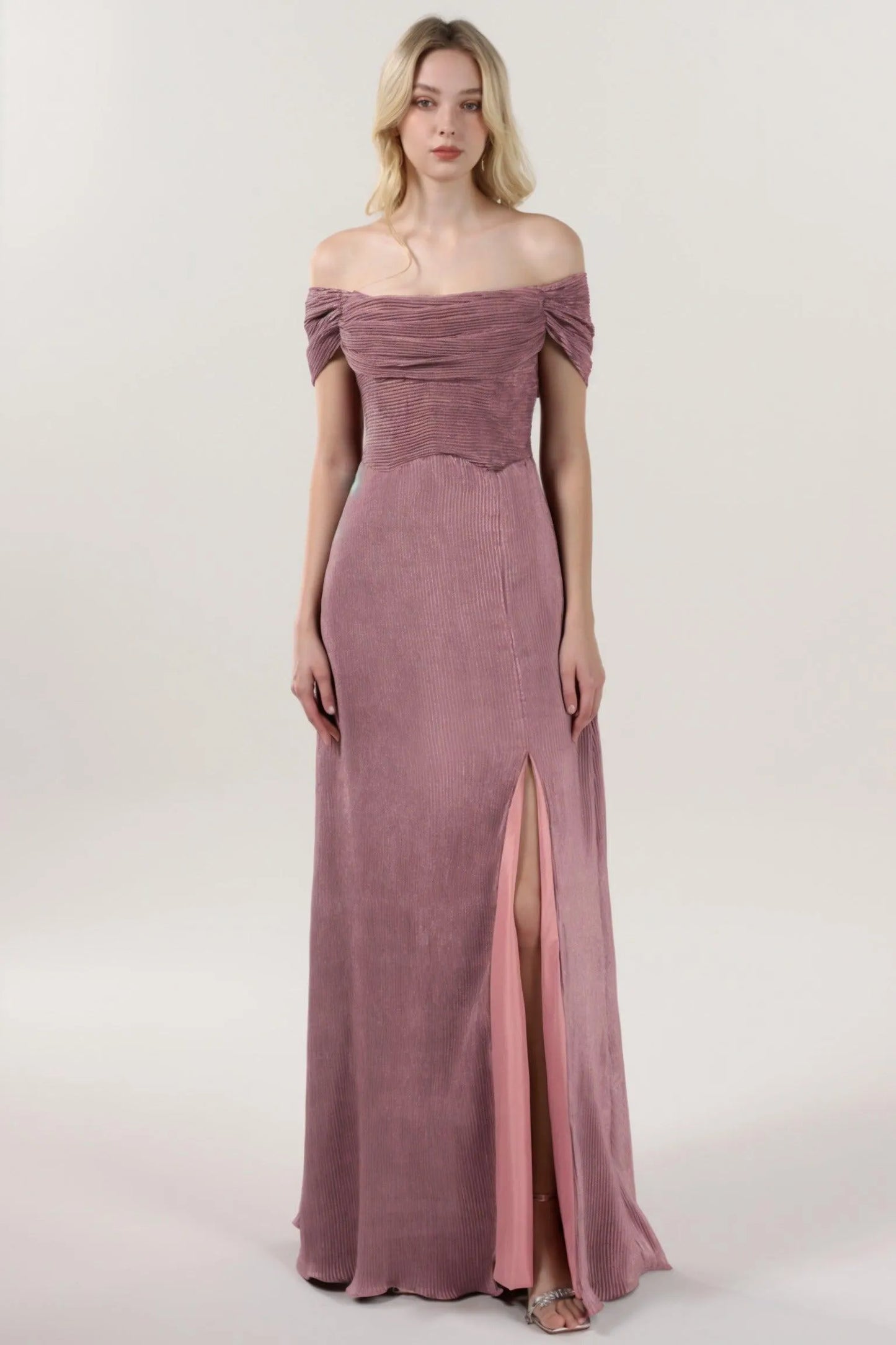 Sheath-Column Maxi Metallic Formal Dress CS0645 - COCOMELODY