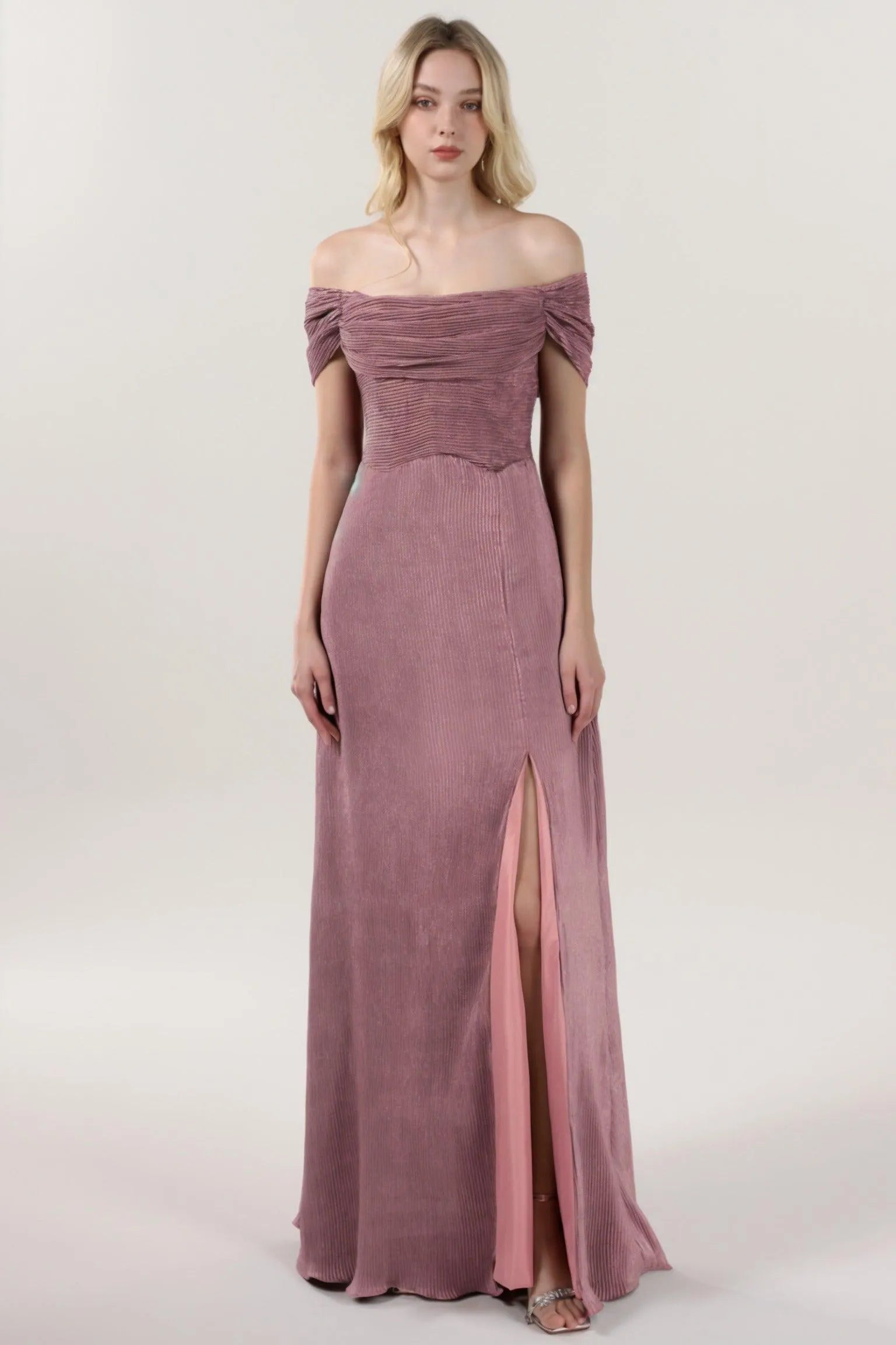 Sheath-Column Maxi Metallic Formal Dress CS0645 - COCOMELODY