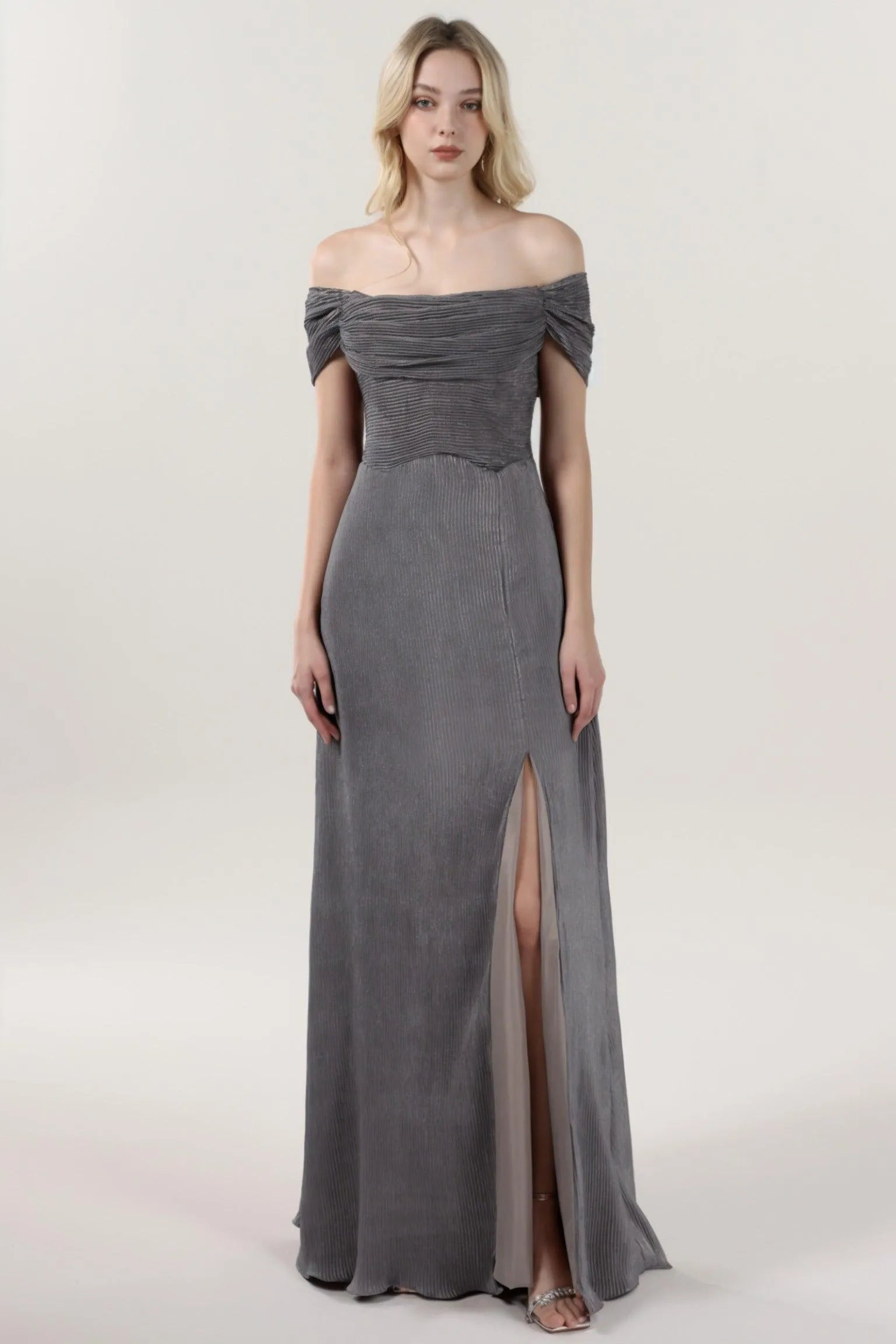 Sheath-Column Maxi Metallic Formal Dress CS0645 - COCOMELODY