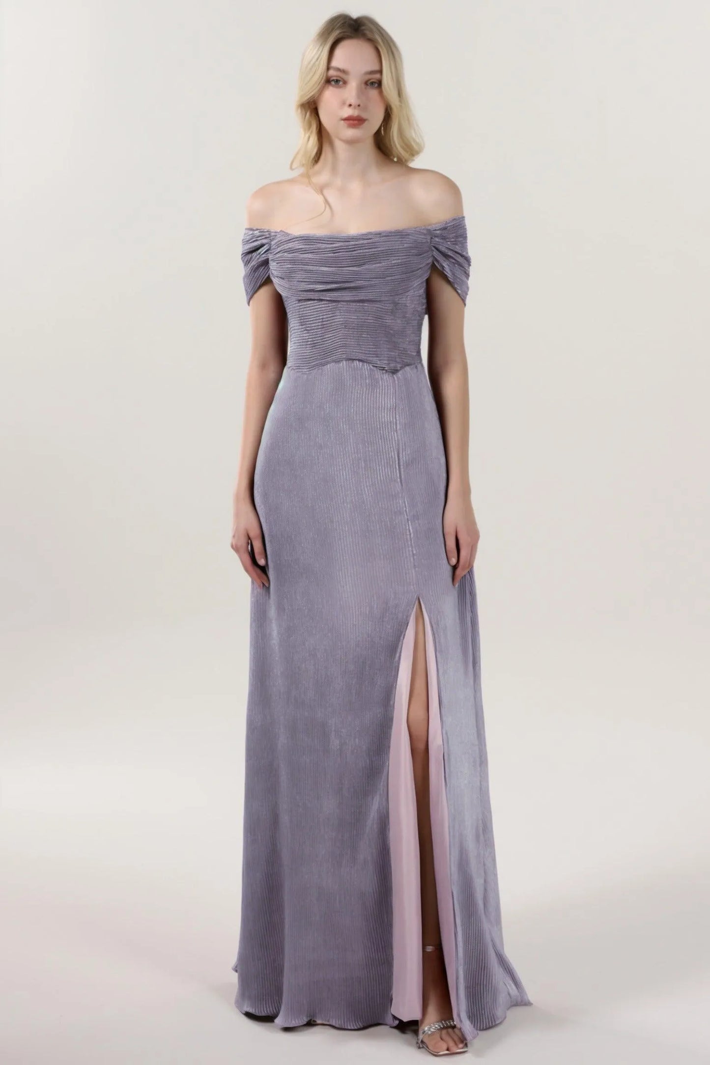 Sheath-Column Maxi Metallic Formal Dress CS0645 - COCOMELODY