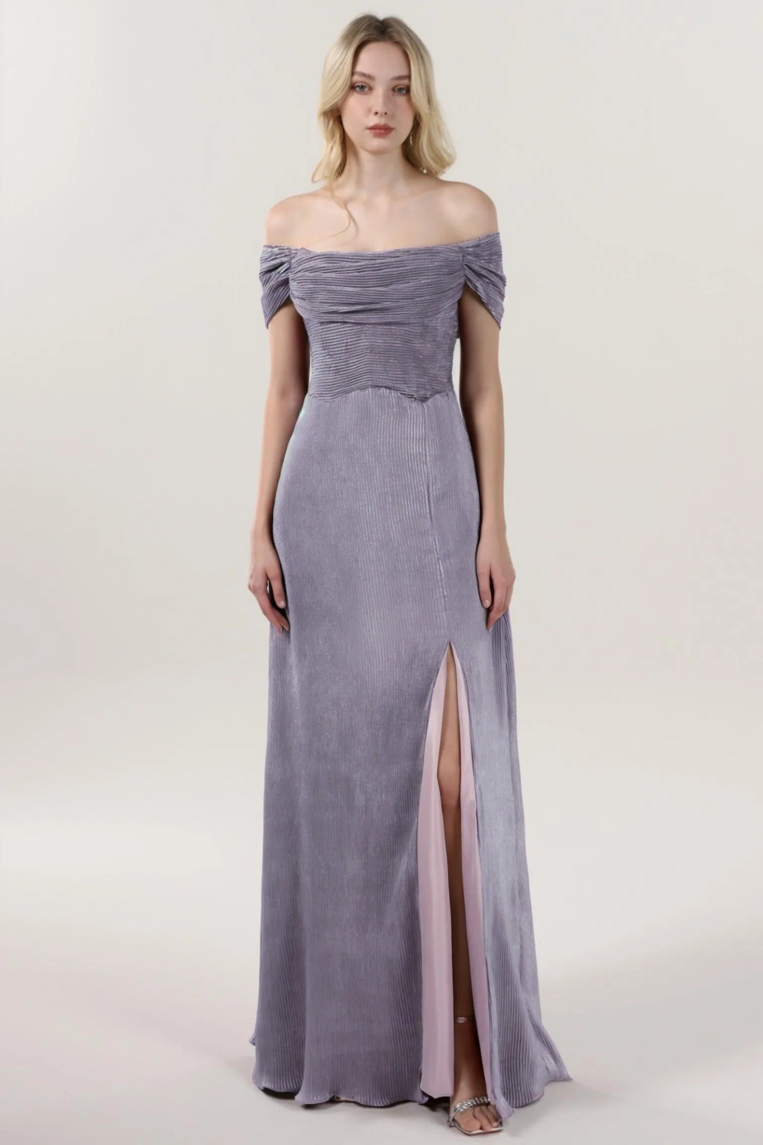 Sheath-Column Maxi Metallic Formal Dress CS0645 - COCOMELODY