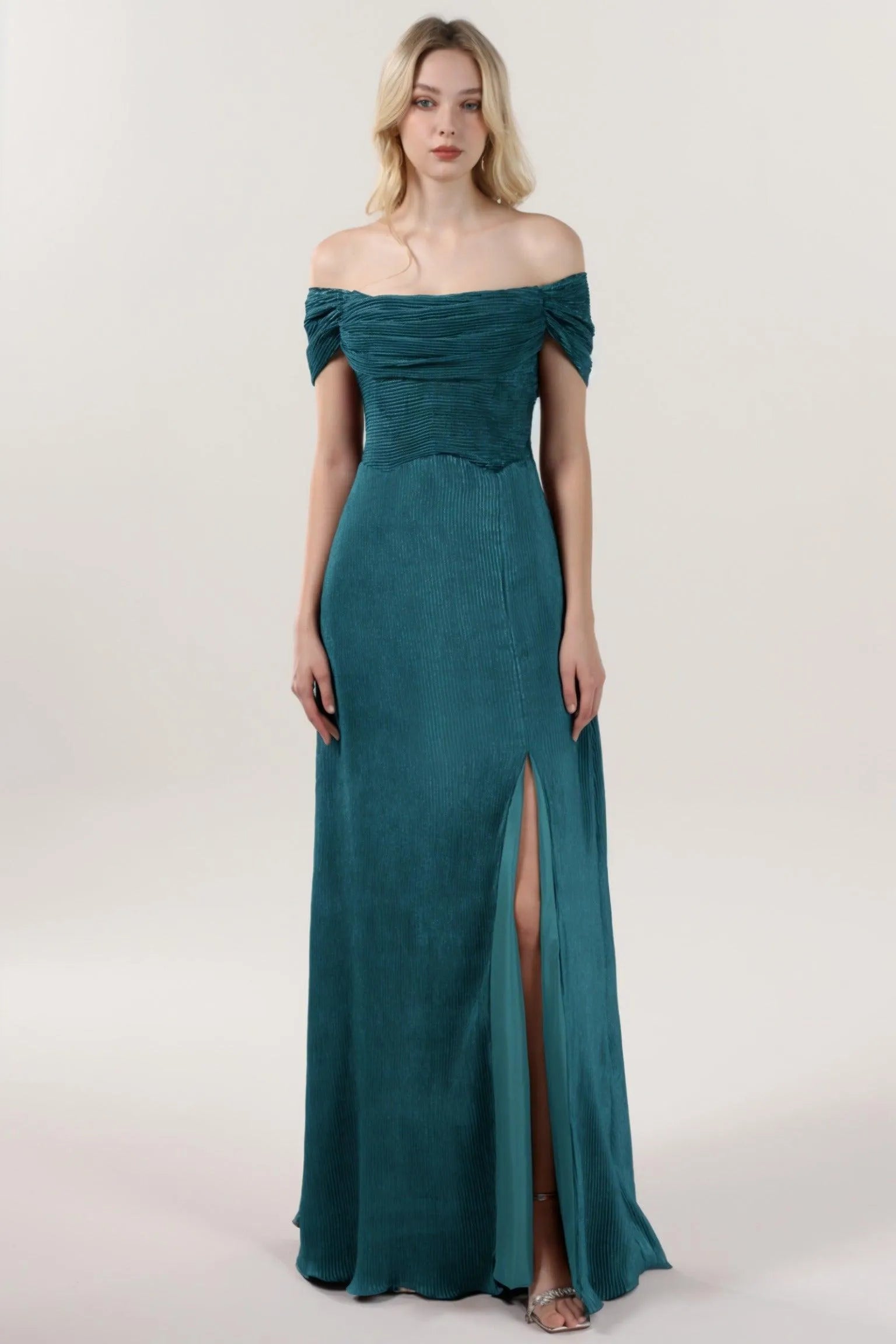 Sheath-Column Maxi Metallic Formal Dress CS0645 - COCOMELODY
