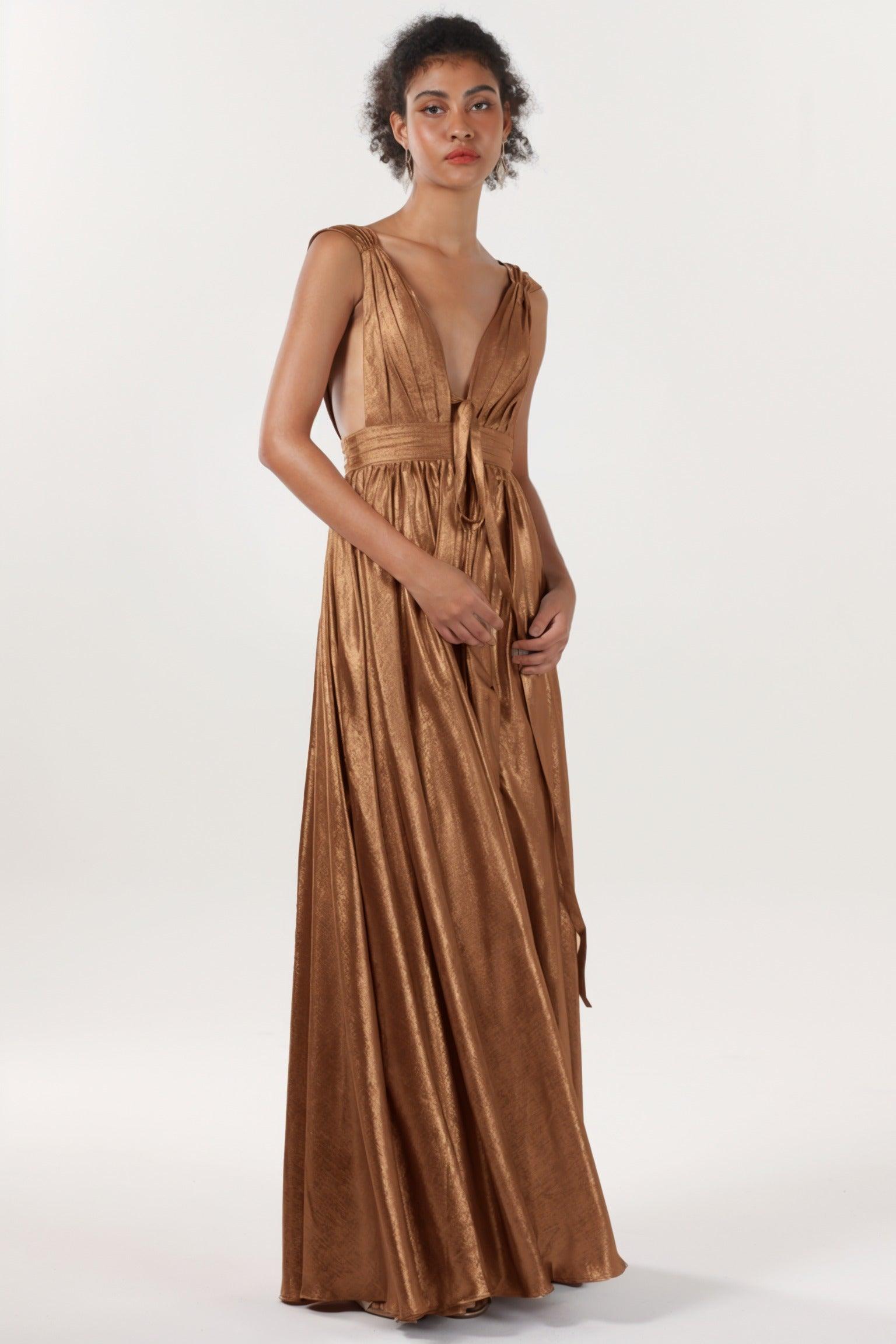 A-line Maxi Metallic Formal Dress CS0648 - COCOMELODY