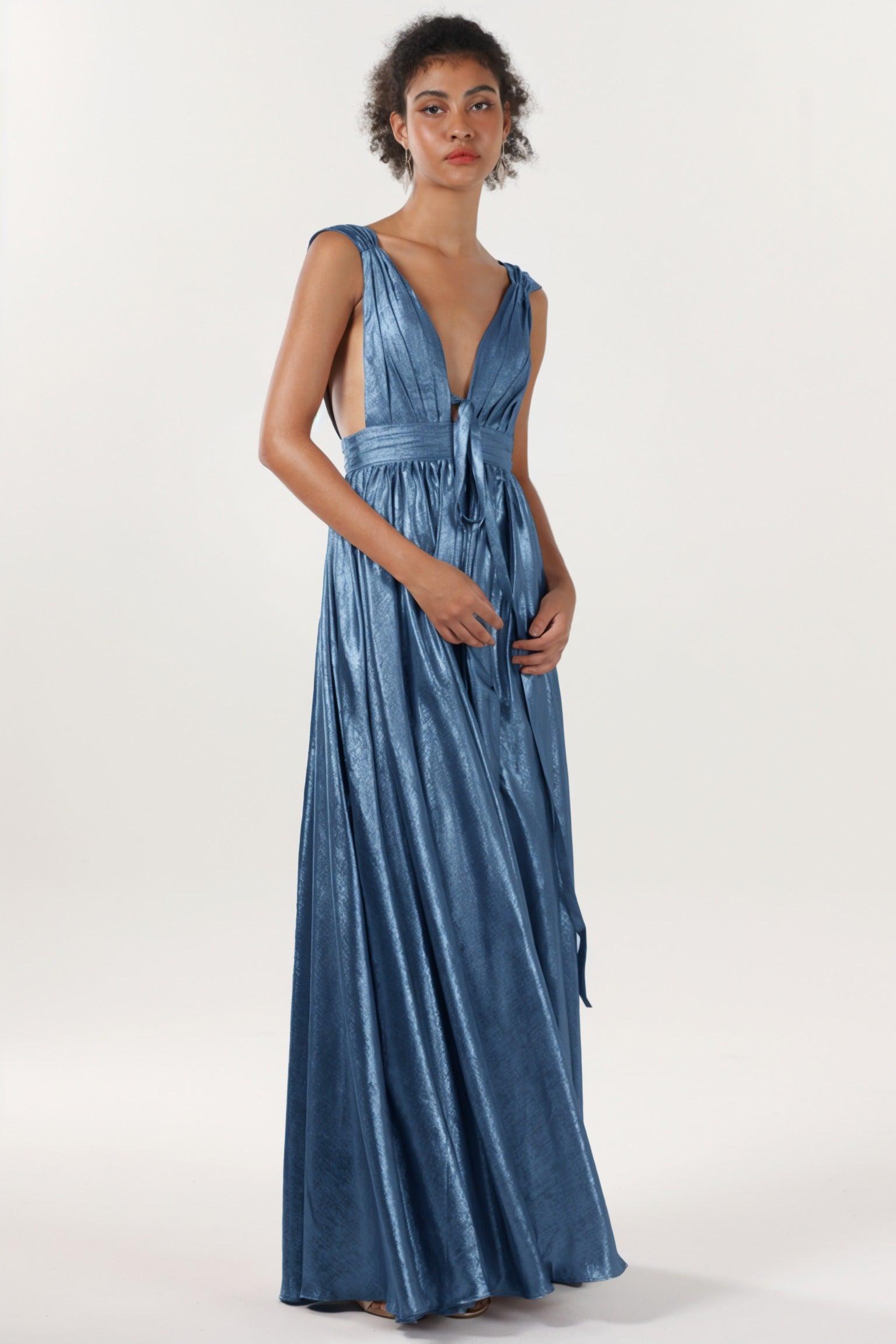 A-line Maxi Metallic Formal Dress CS0648 - COCOMELODY