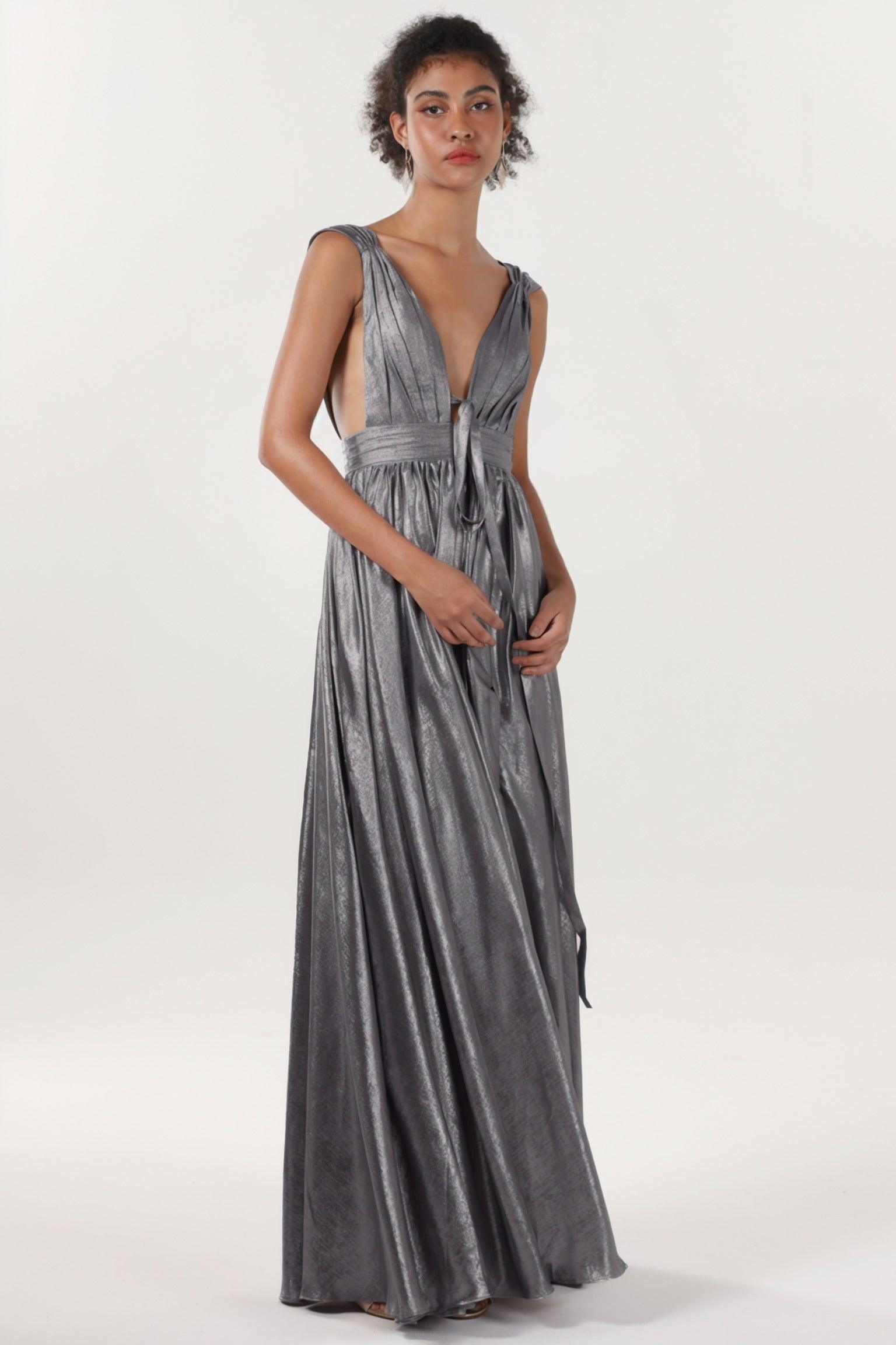 A-line Maxi Metallic Formal Dress CS0648 - COCOMELODY