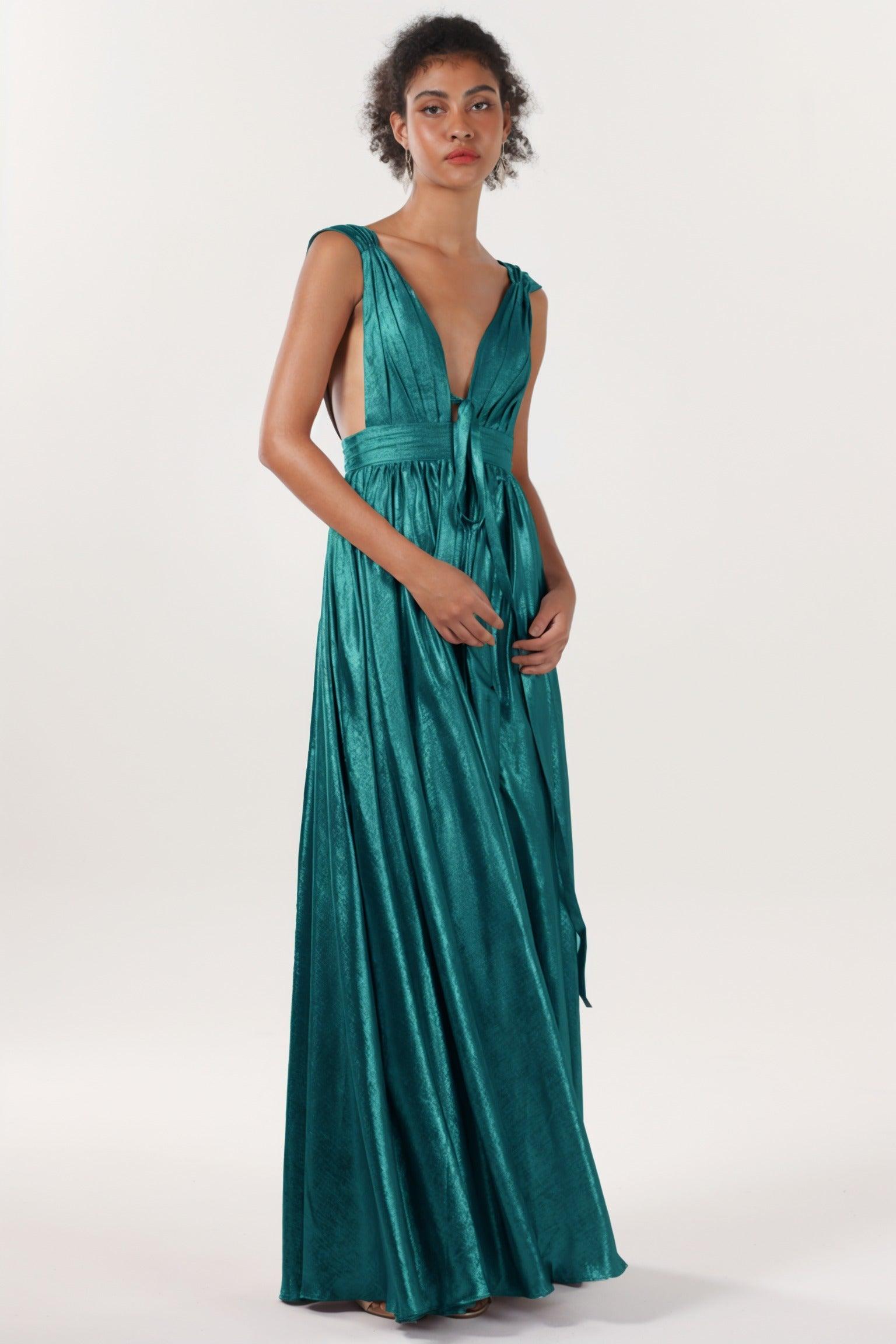 A-line Maxi Metallic Formal Dress CS0648 - COCOMELODY