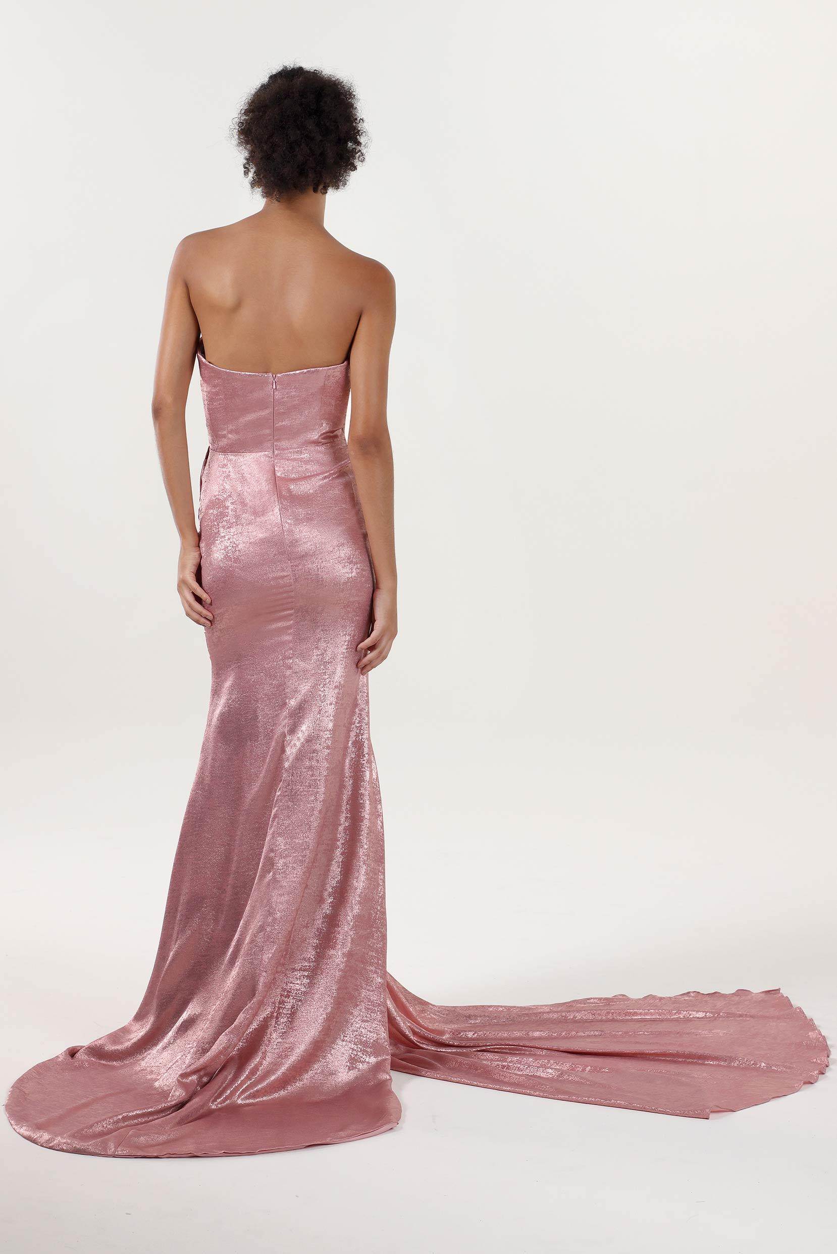 Cocomelody Pink Prom Dress Mermaid Metallic Formal Dress CS0651 COCOMELODY Cocomelody Pink Prom Dress Mermaid Metallic Formal Dress CS0651 COCOMELODY
