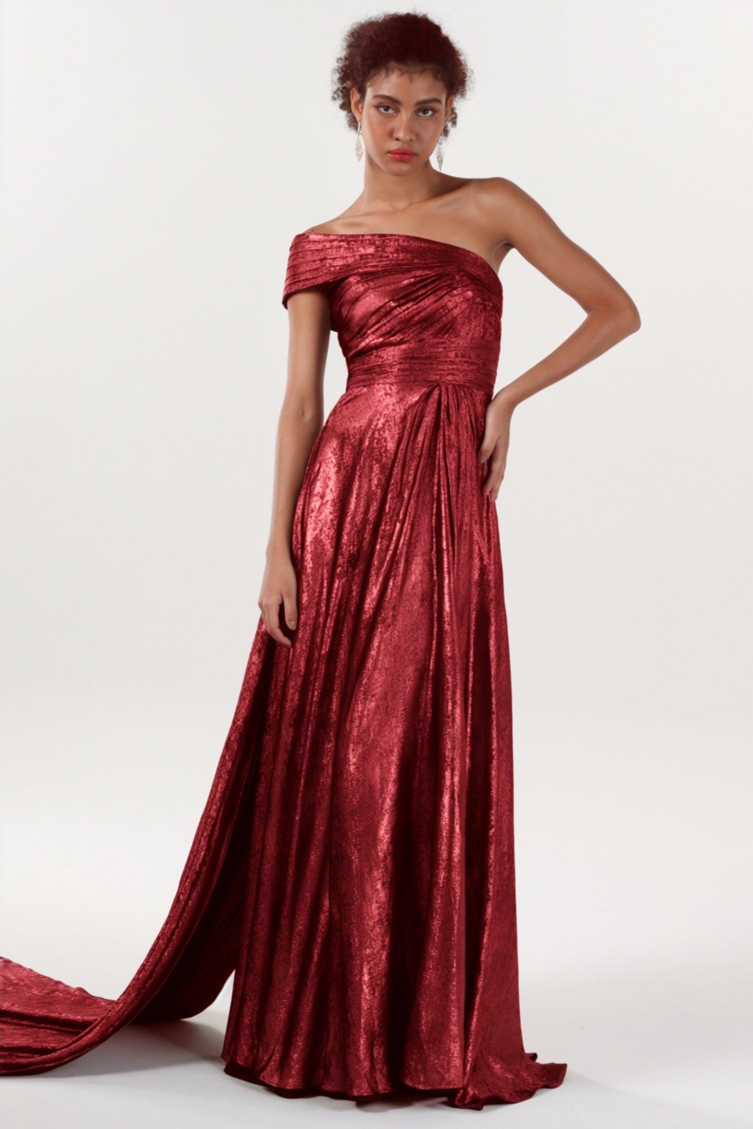A-Line Maxi Metallic Formal Dress CS0653 - COCOMELODY