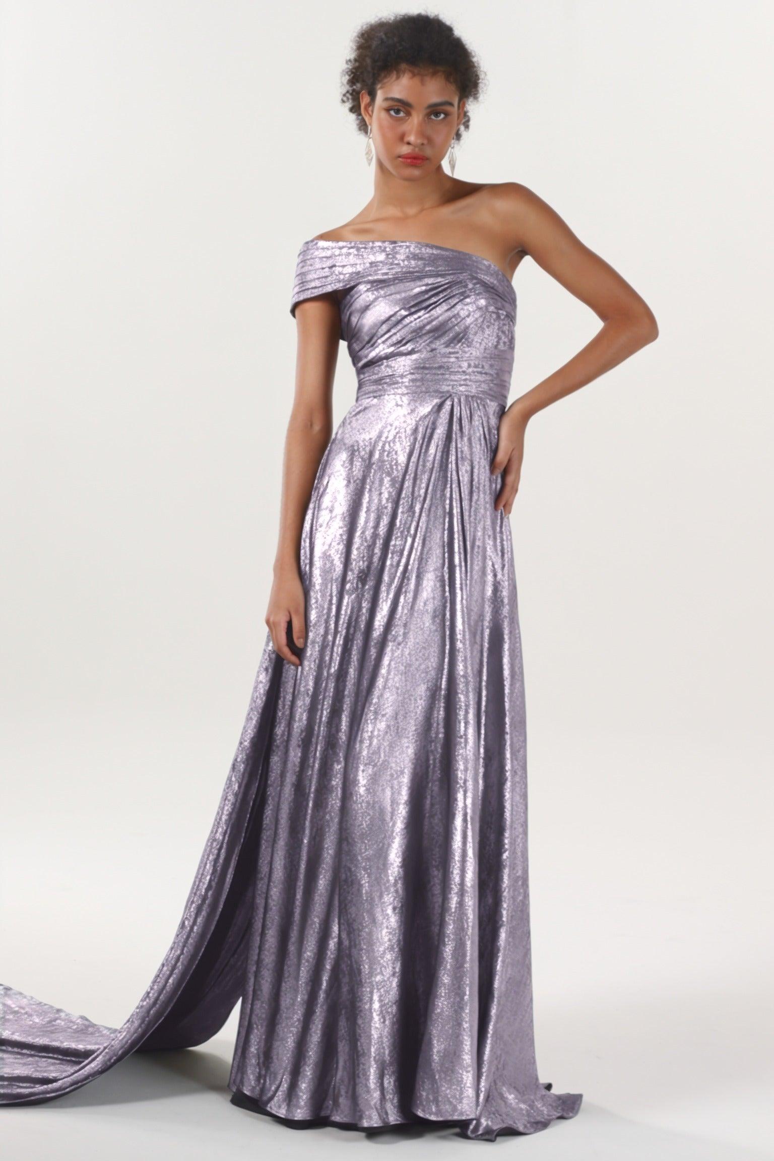 A-Line Maxi Metallic Formal Dress CS0653 - COCOMELODY