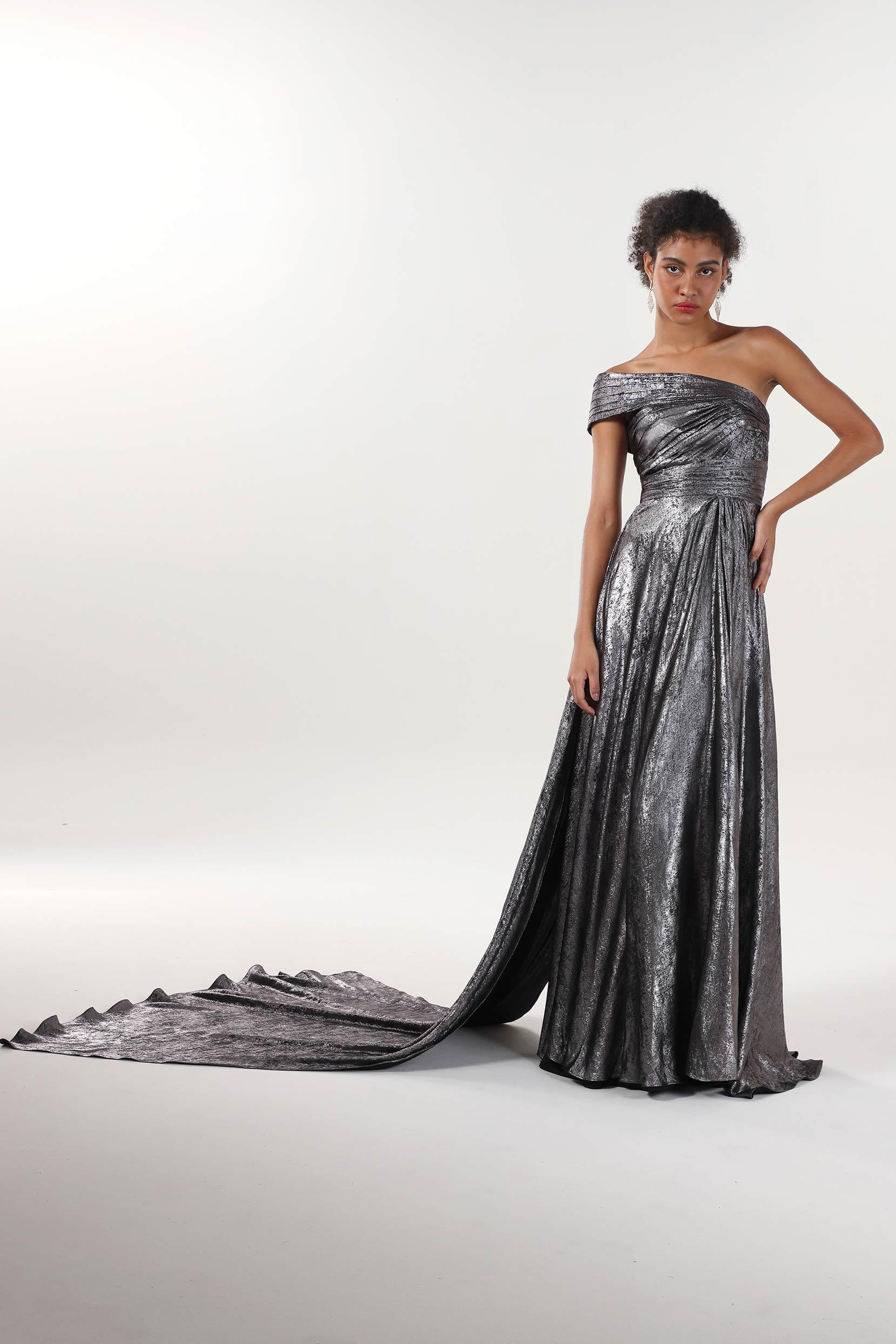 A-Line Maxi Metallic Formal Dress CS0653 - COCOMELODY