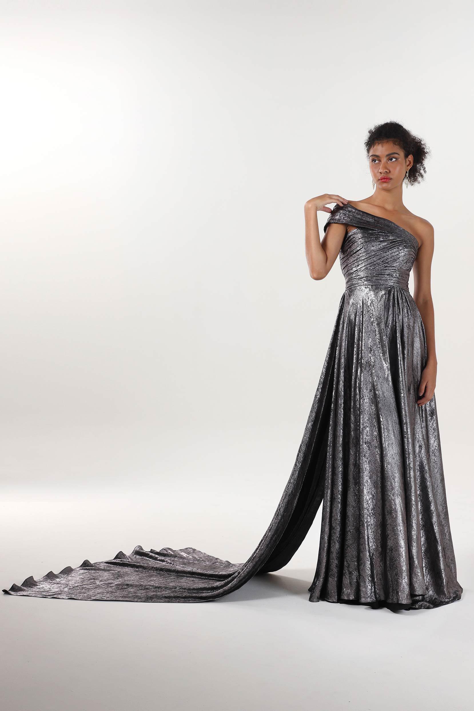 A-Line Maxi Metallic Formal Dress CS0653 - COCOMELODY