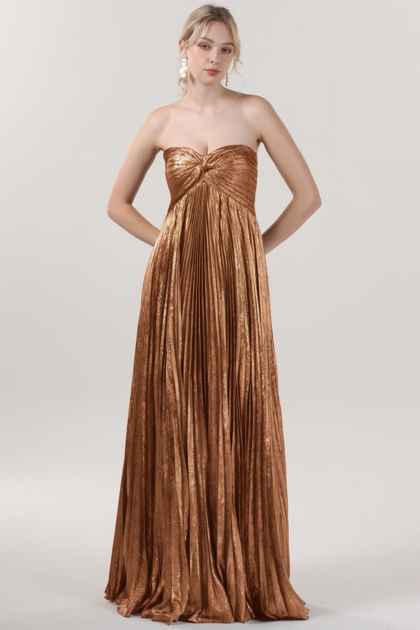 A-Line Maxi Metallic Formal Dress CS0654 - COCOMELODY