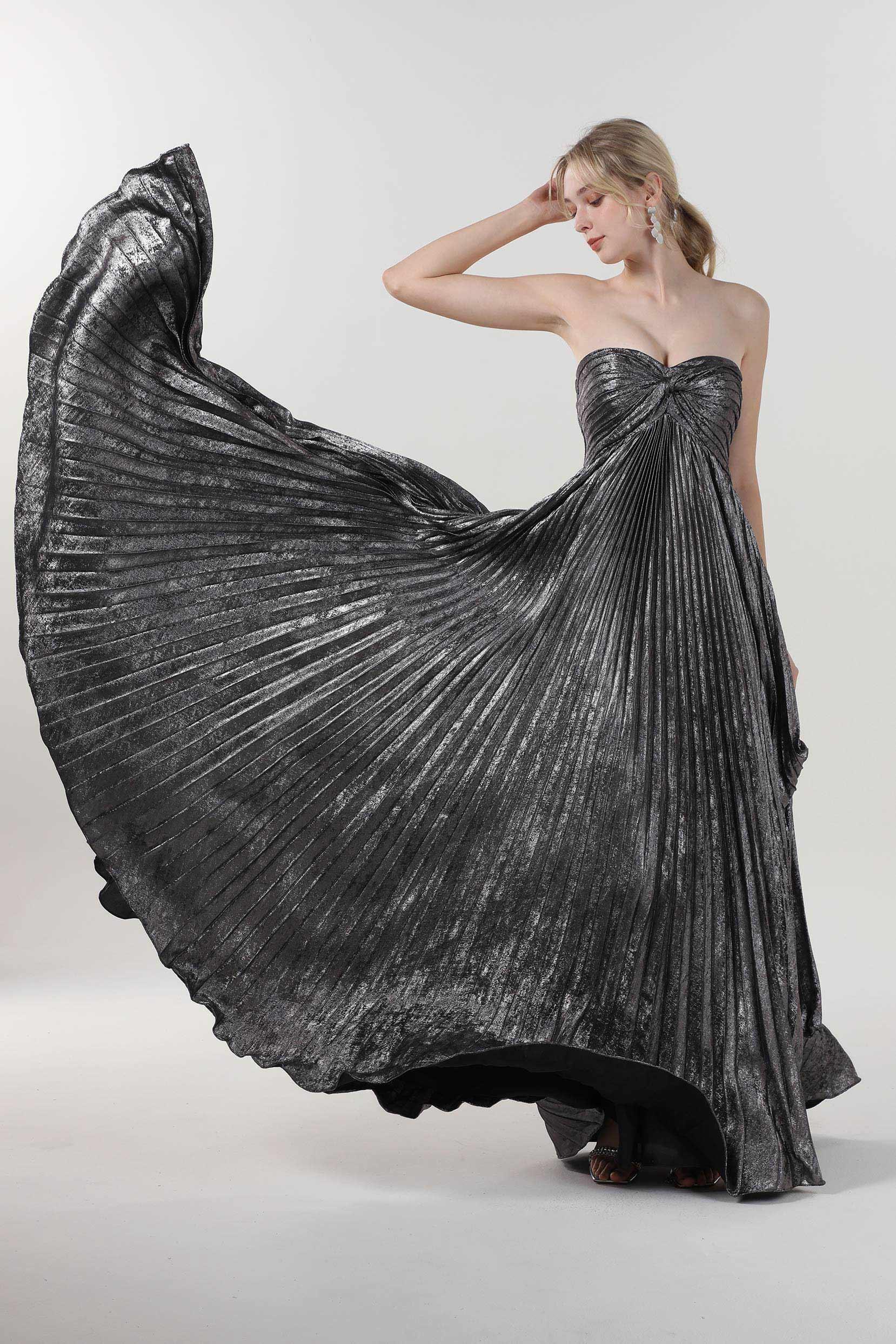 A-Line Maxi Metallic Formal Dress CS0654 - COCOMELODY