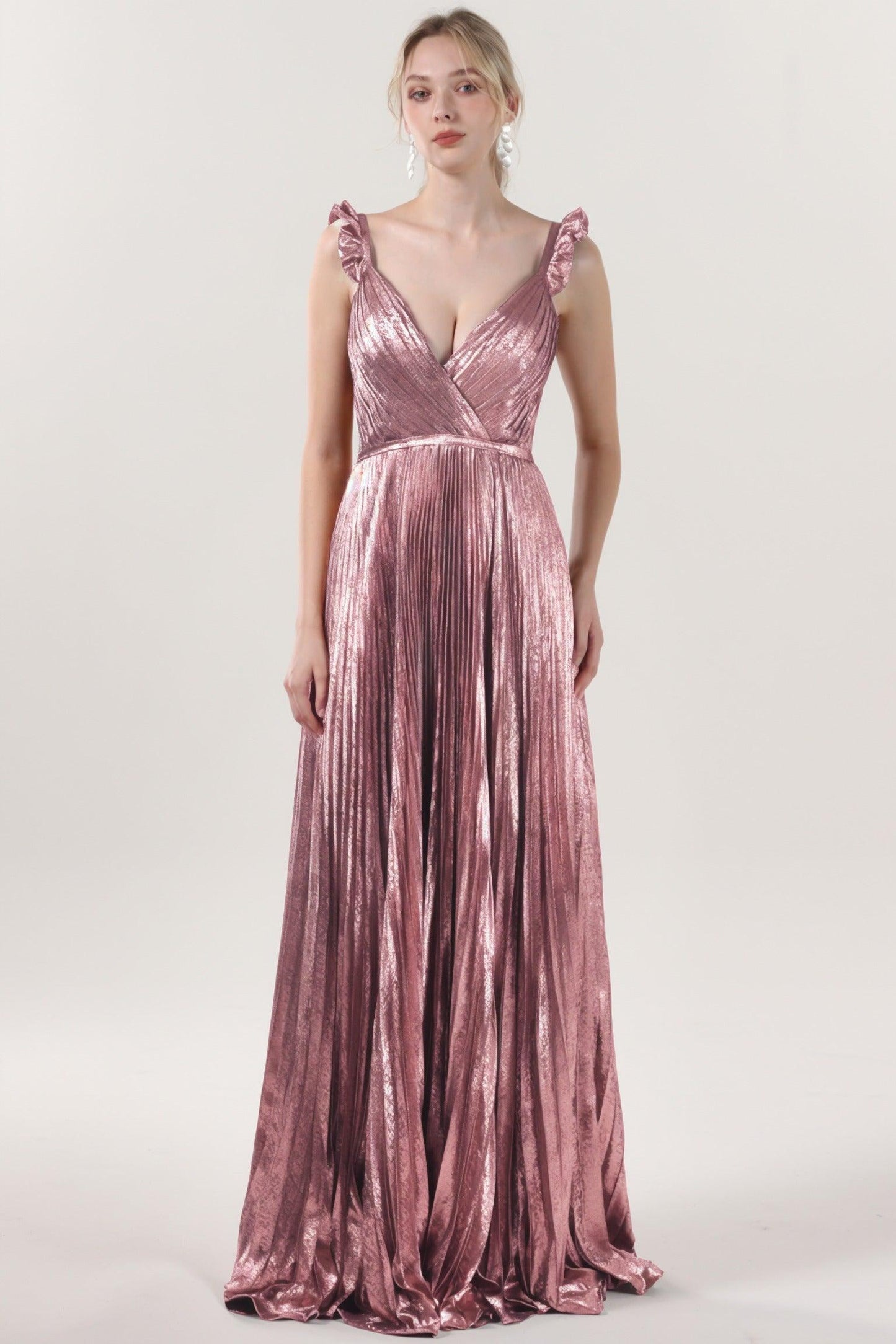A-Line Maxi Metallic Formal Dress CS0655 - COCOMELODY