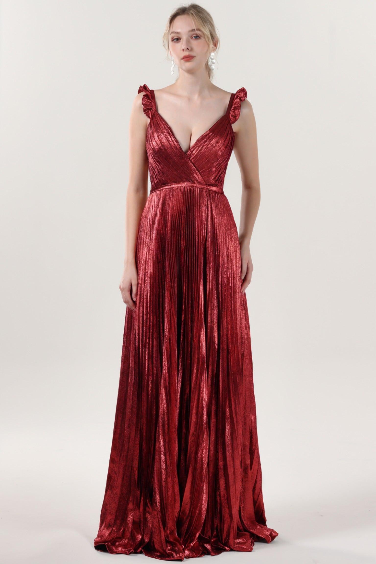 A-Line Maxi Metallic Formal Dress CS0655 - COCOMELODY